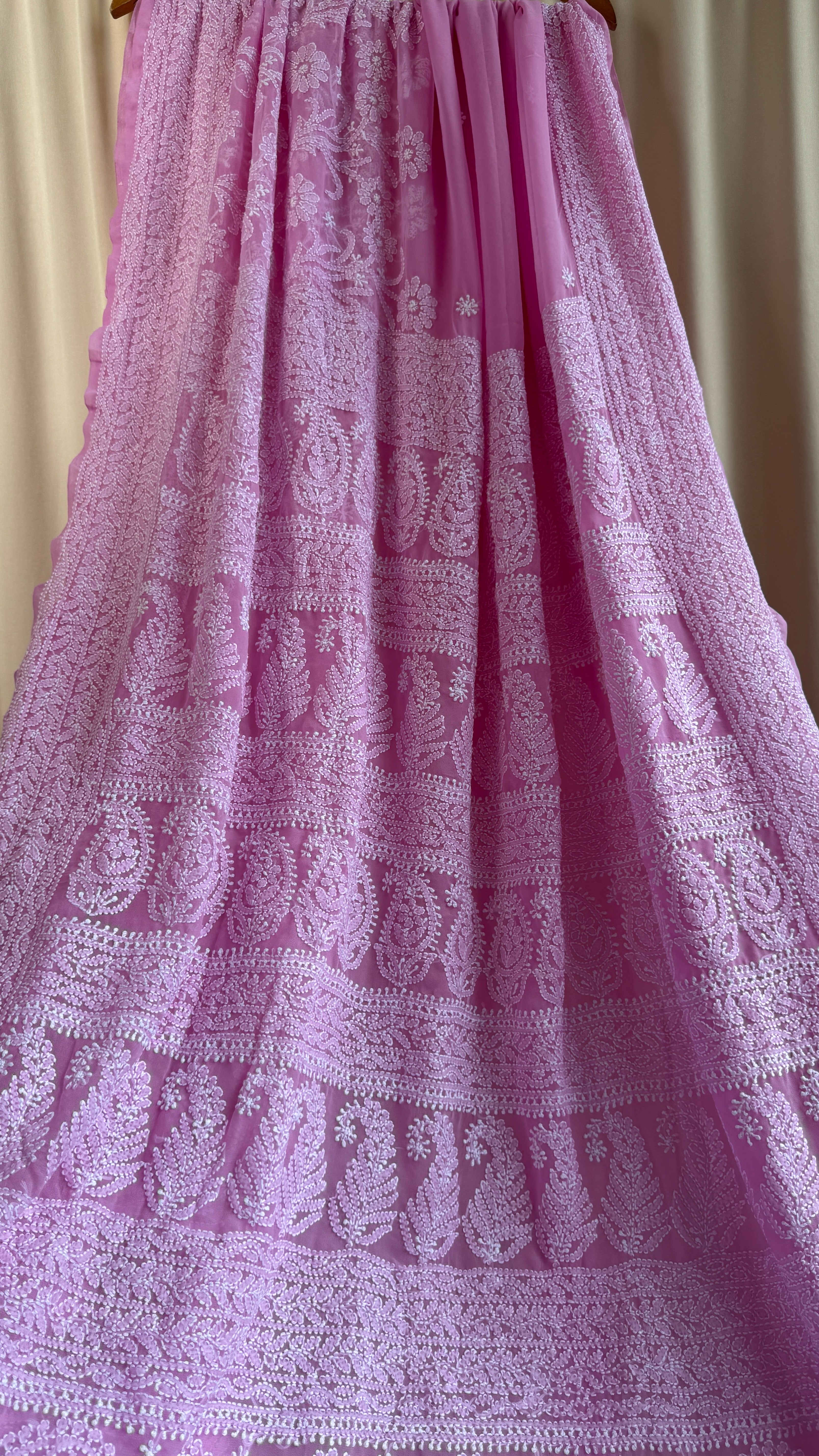 Georgette Chikankari saree in Pink