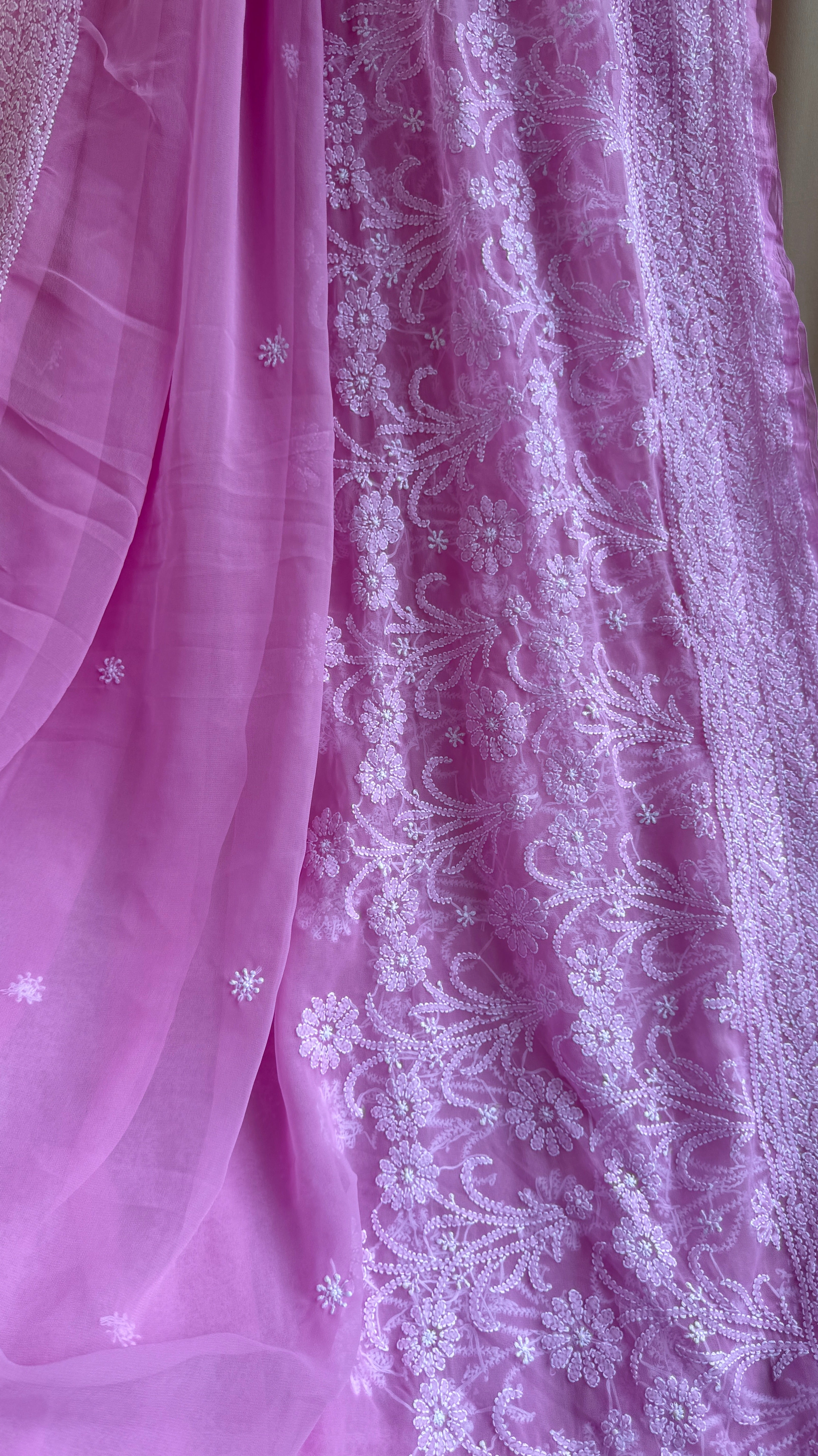 Georgette Chikankari saree in Pink