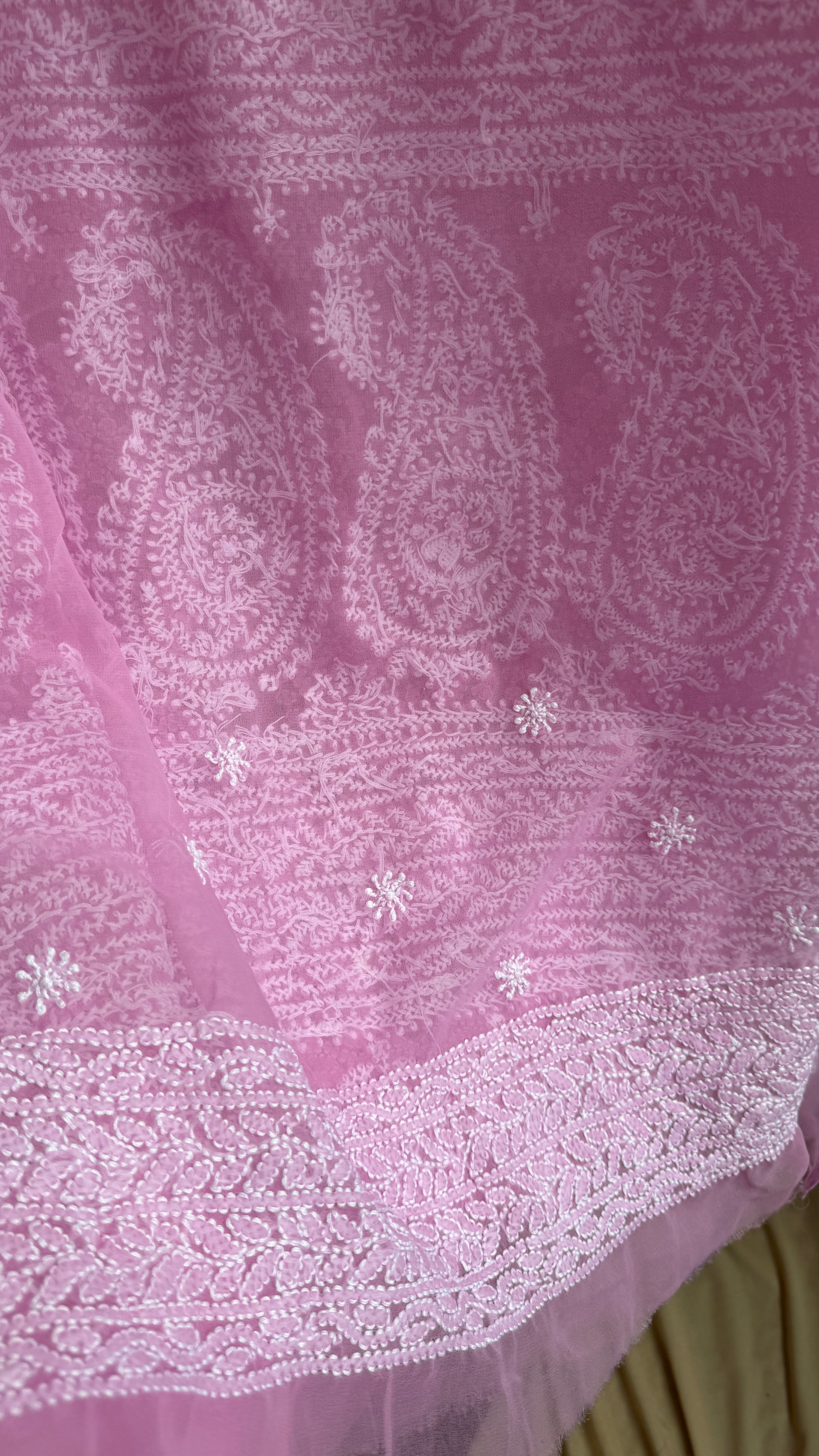 Georgette Chikankari saree in Pink
