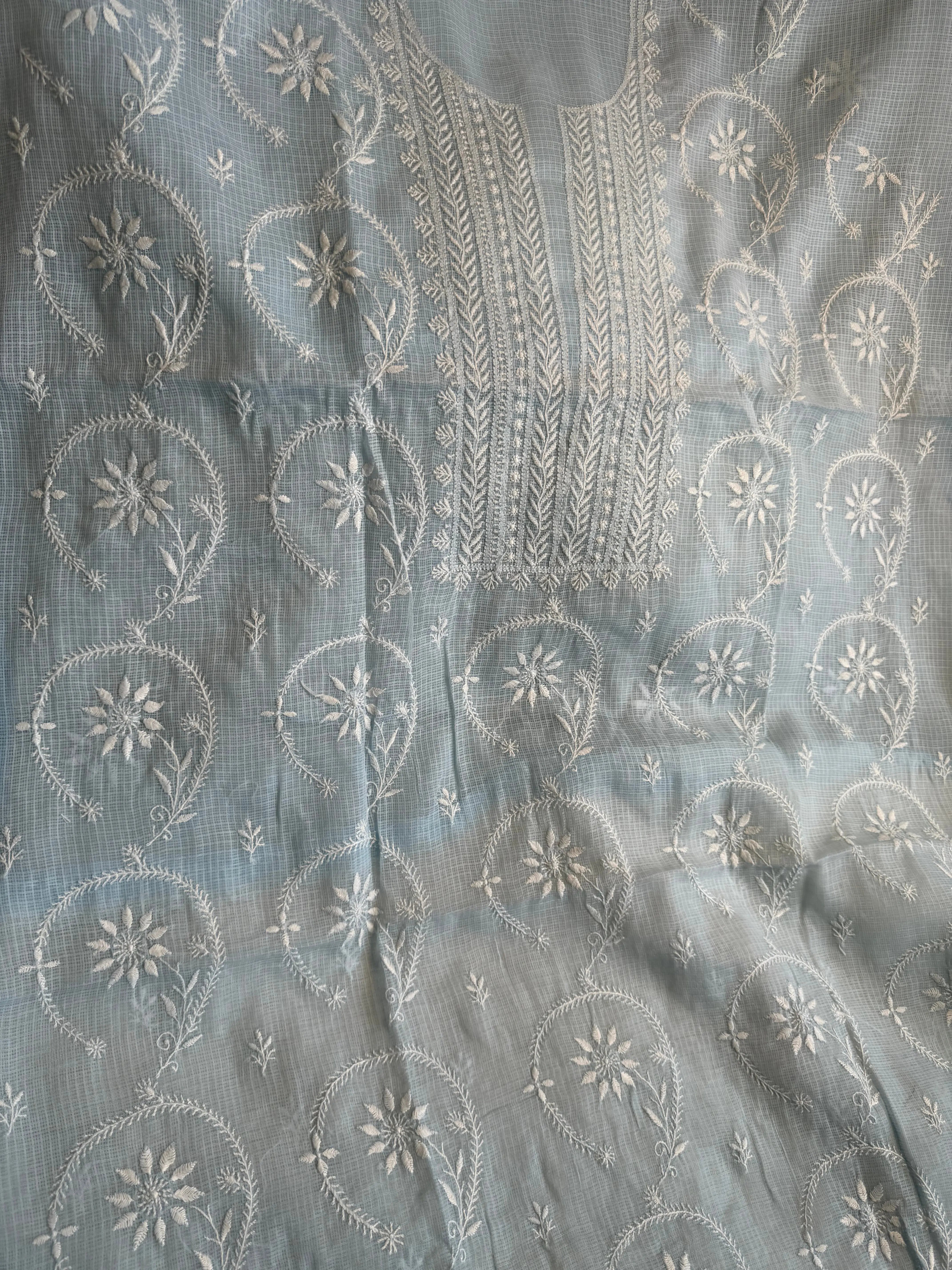 Kota Length with Dupatta - Light Blue ARIAA CHIKANKARI 