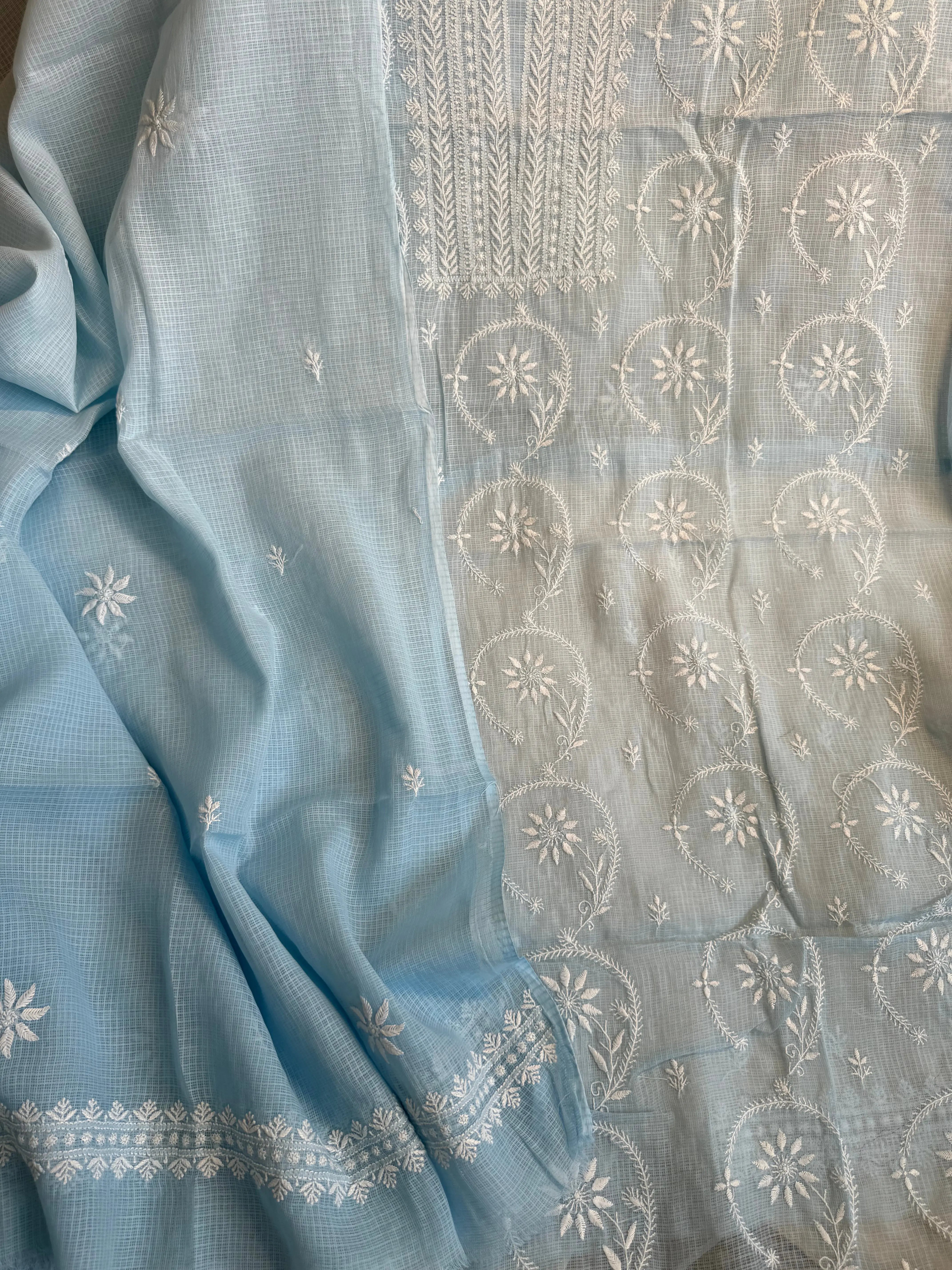 Kota Length with Dupatta - Light Blue ARIAA CHIKANKARI 