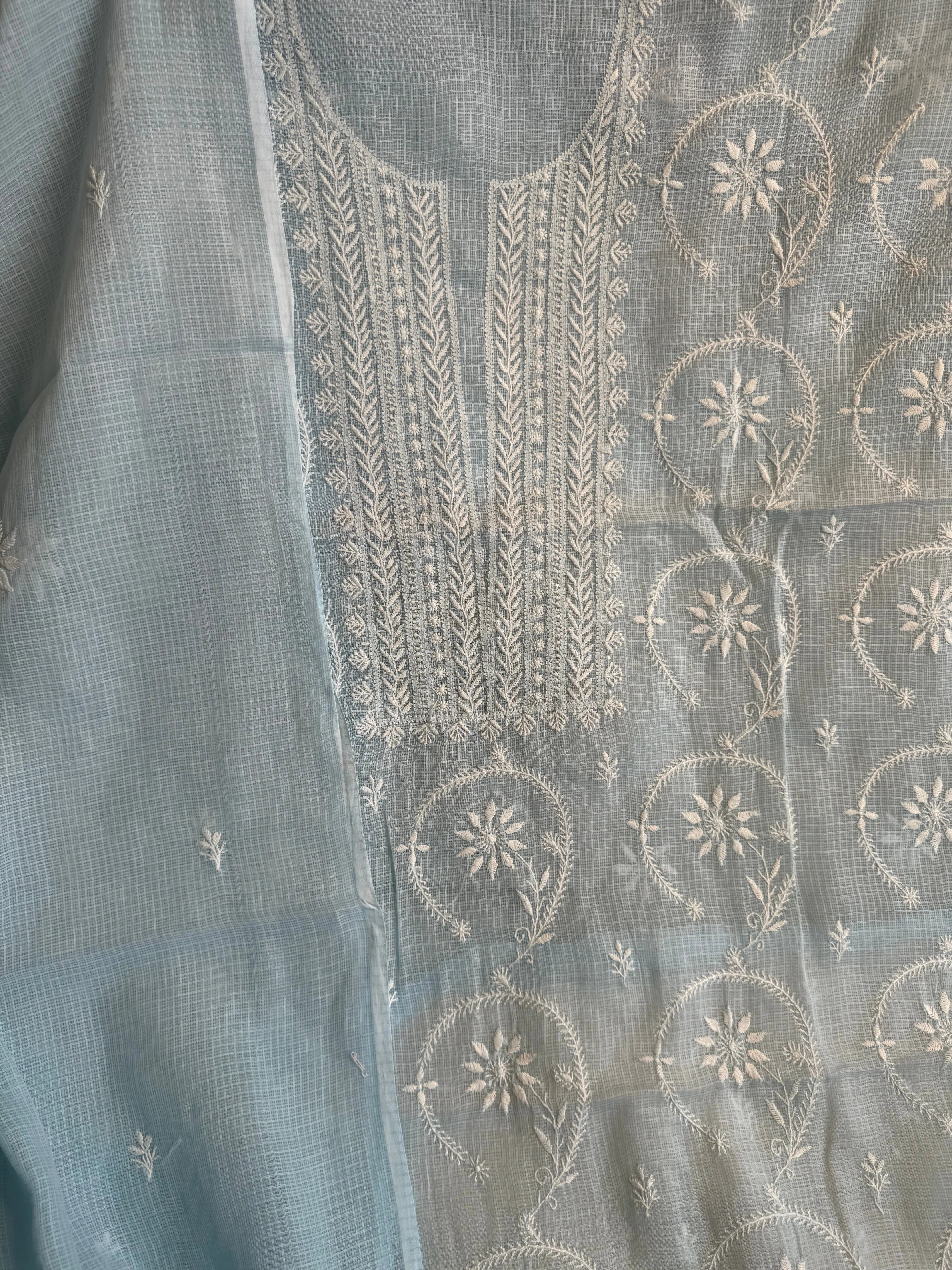 Kota Length with Dupatta - Light Blue ARIAA CHIKANKARI 