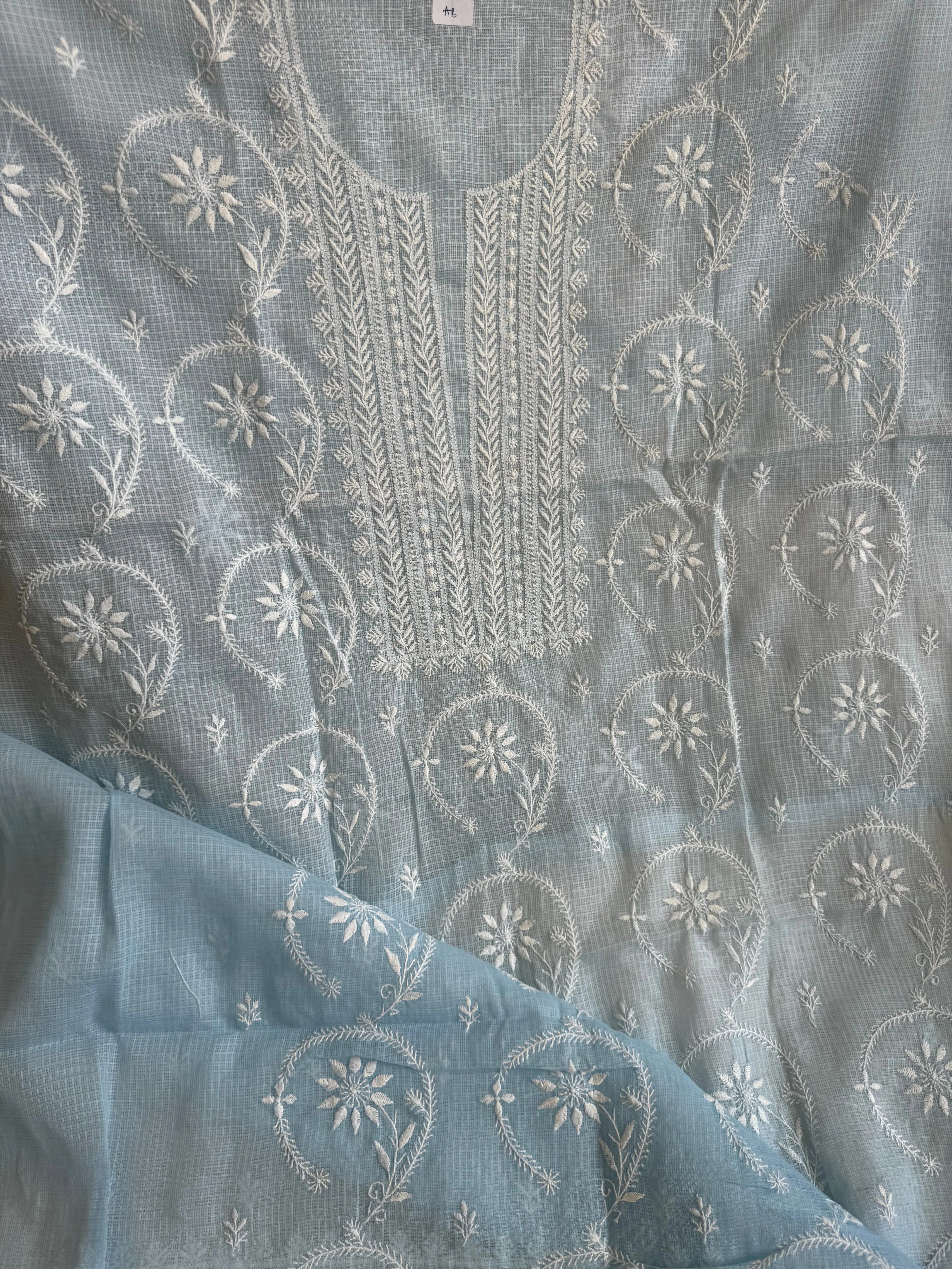 Kota Length with Dupatta - Light Blue ARIAA CHIKANKARI 