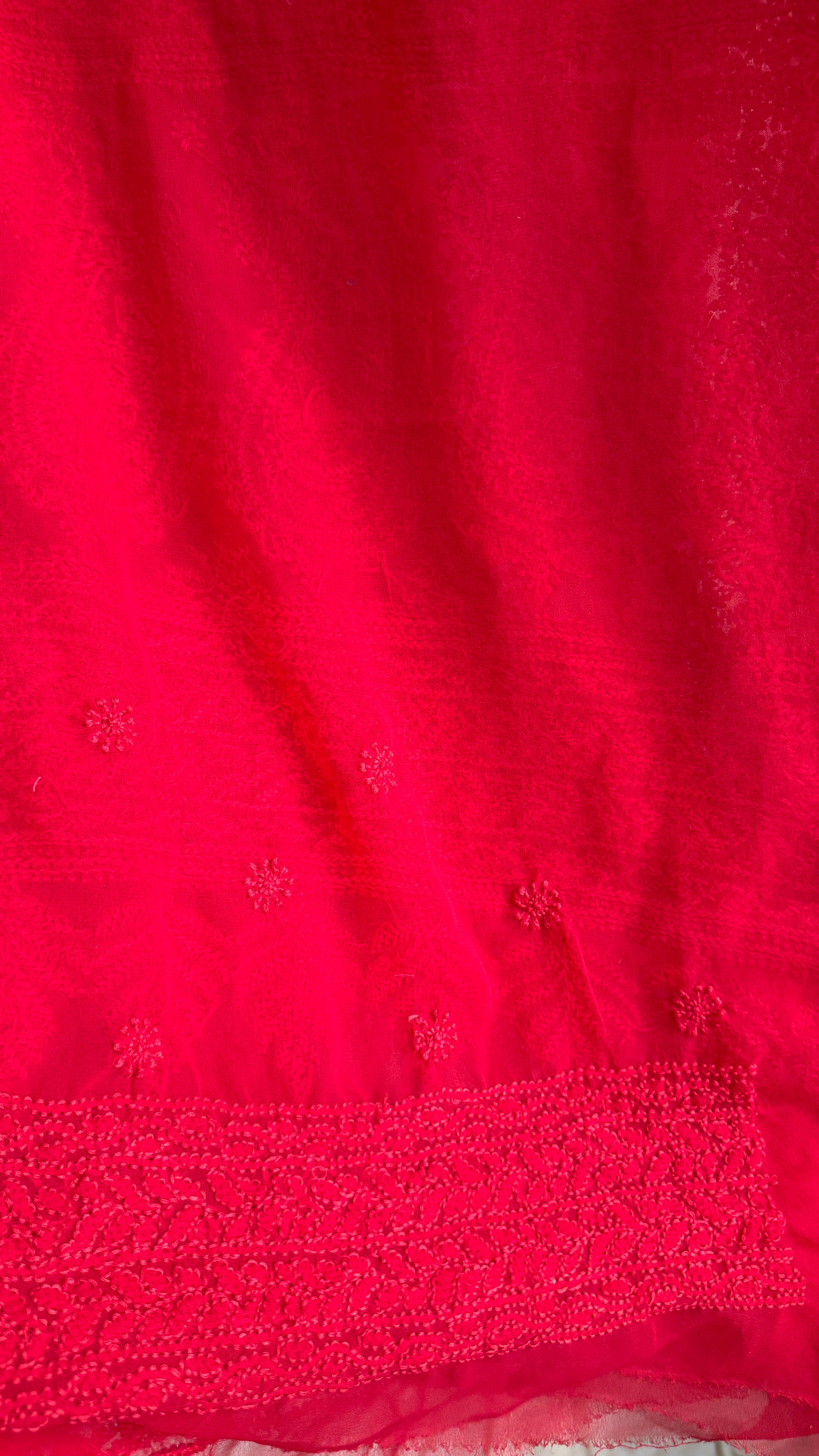 Georgette Chikankari saree in Red