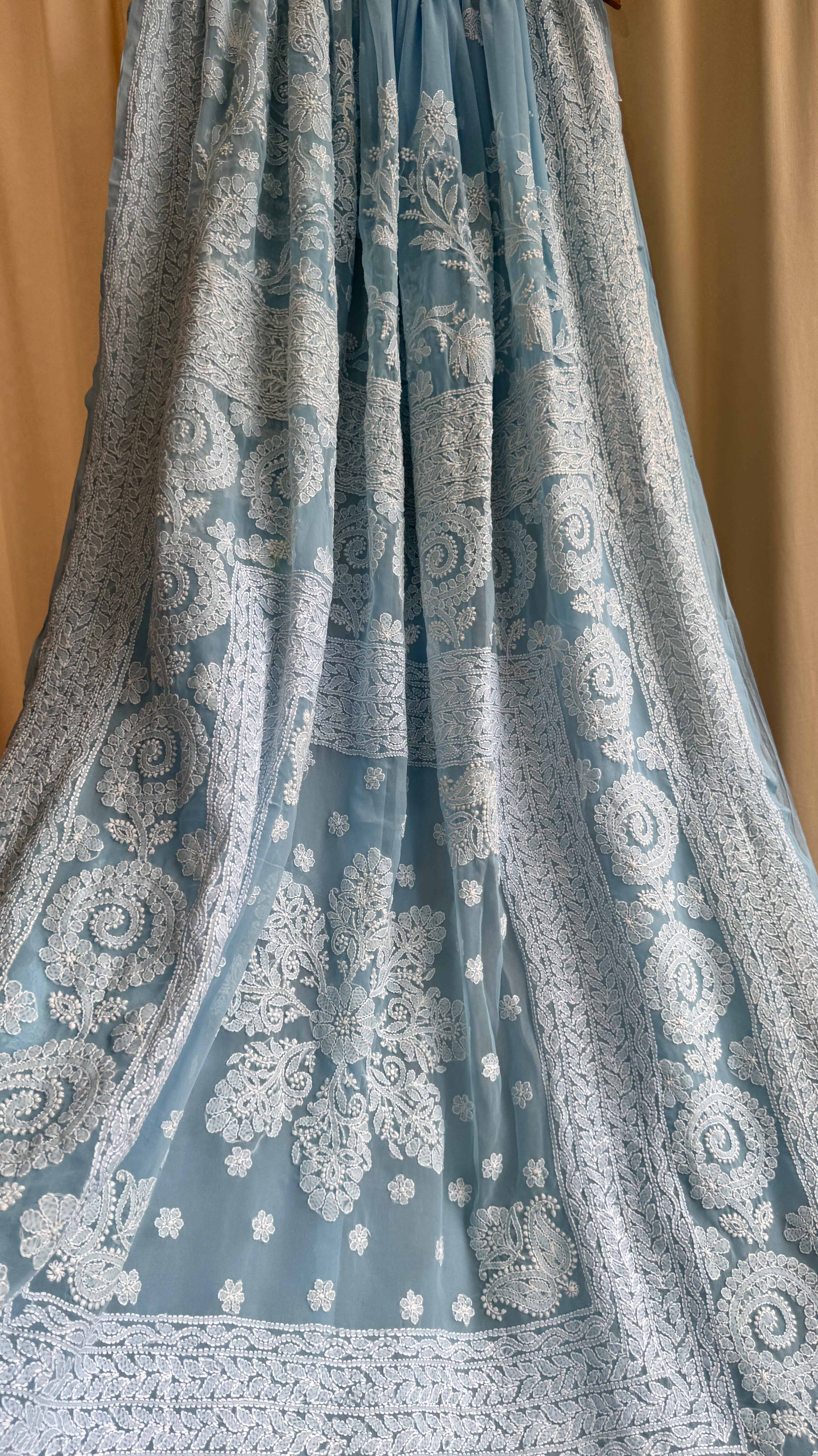 Georgette Chikankari saree in Blue