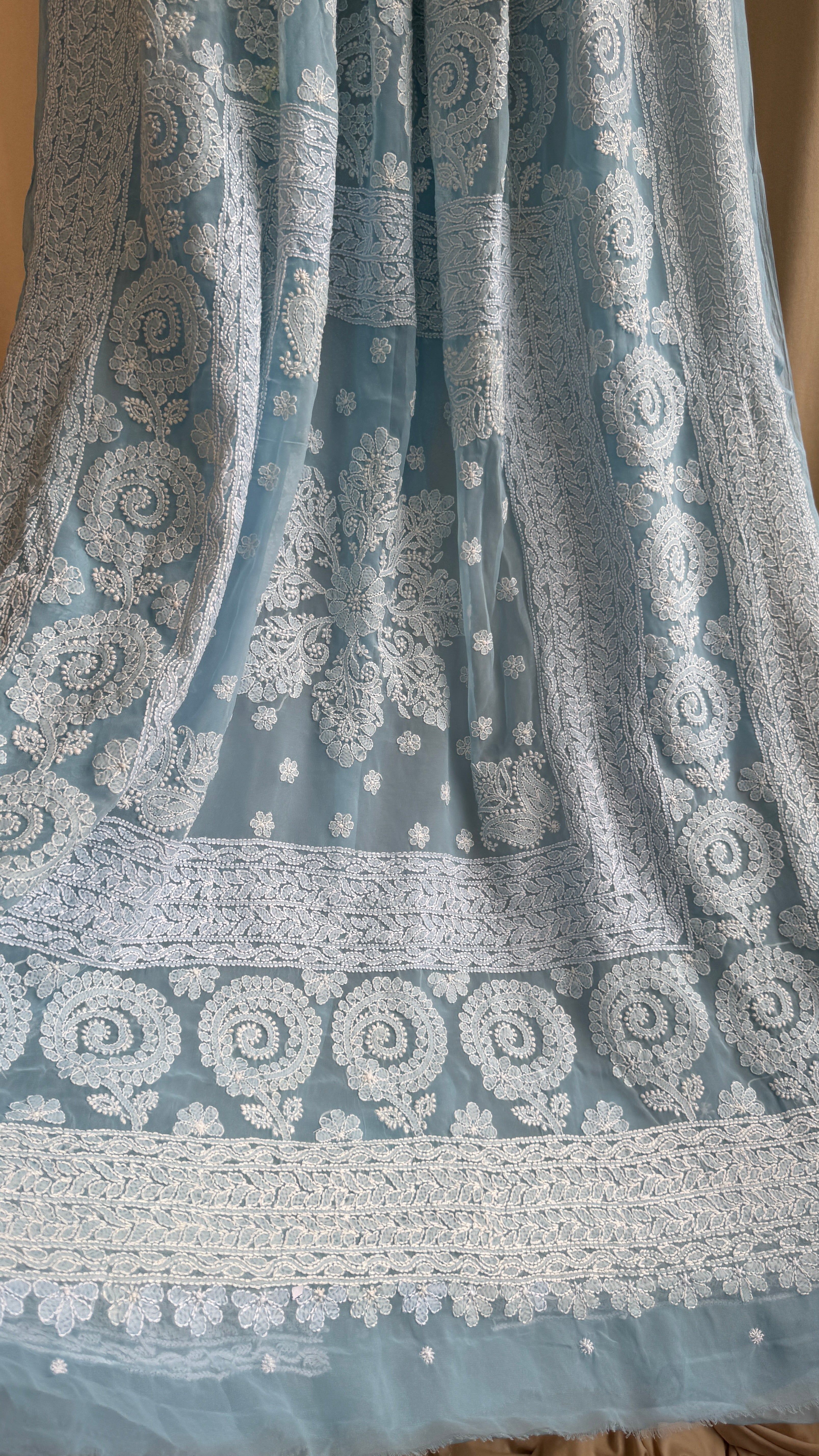 Georgette Chikankari saree in Blue