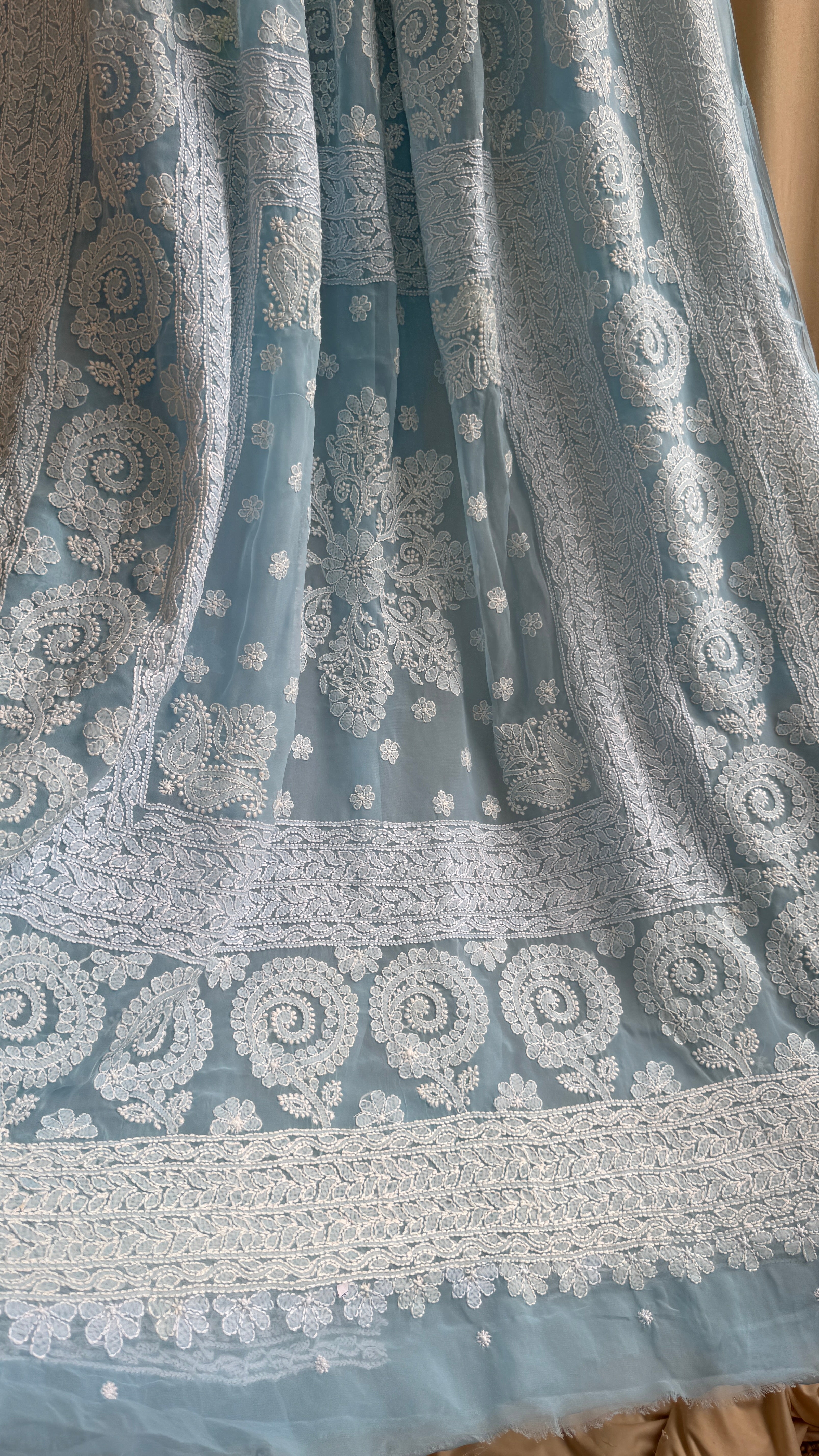 Georgette Chikankari saree in Blue