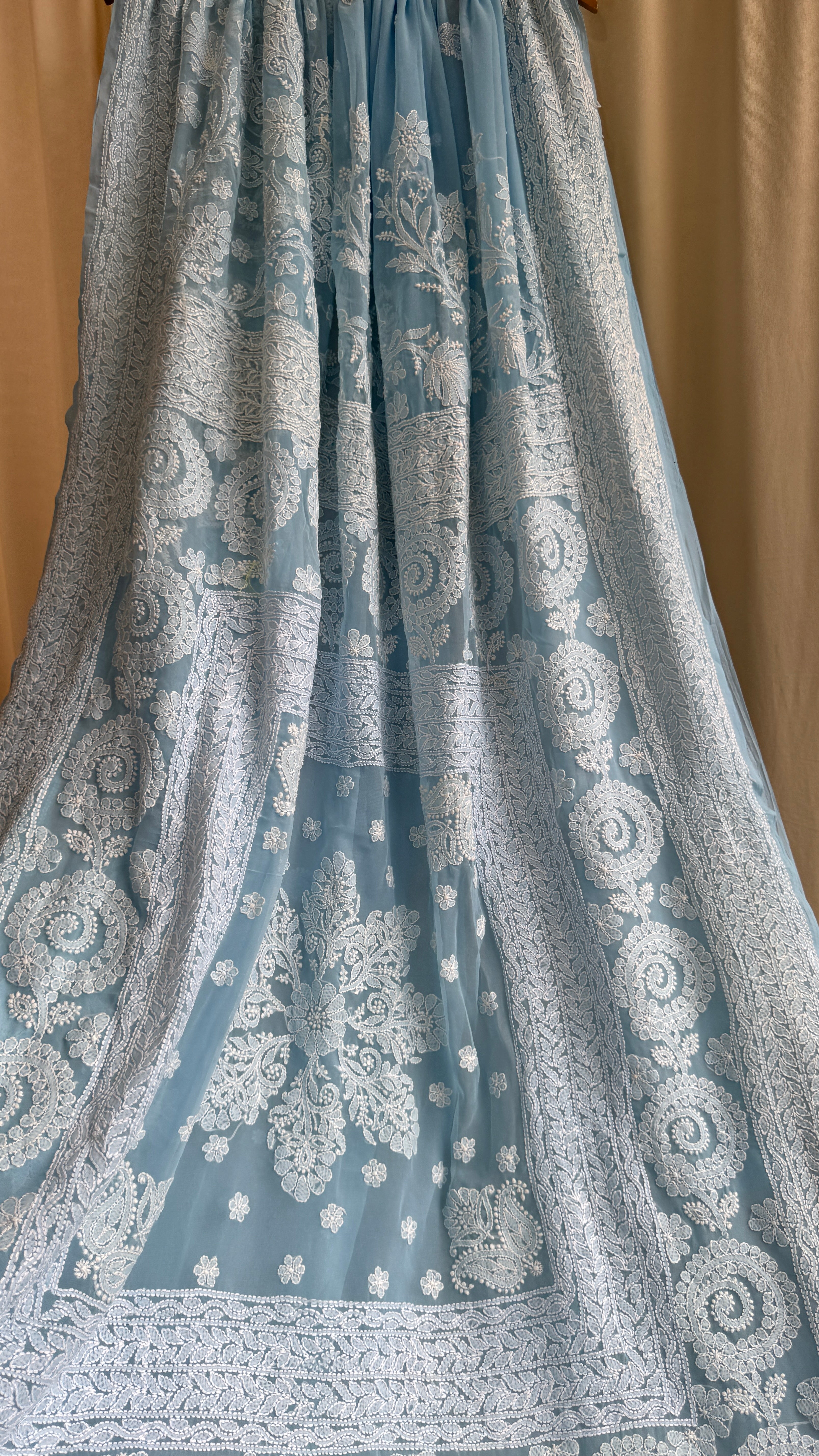 Georgette Chikankari saree in Blue
