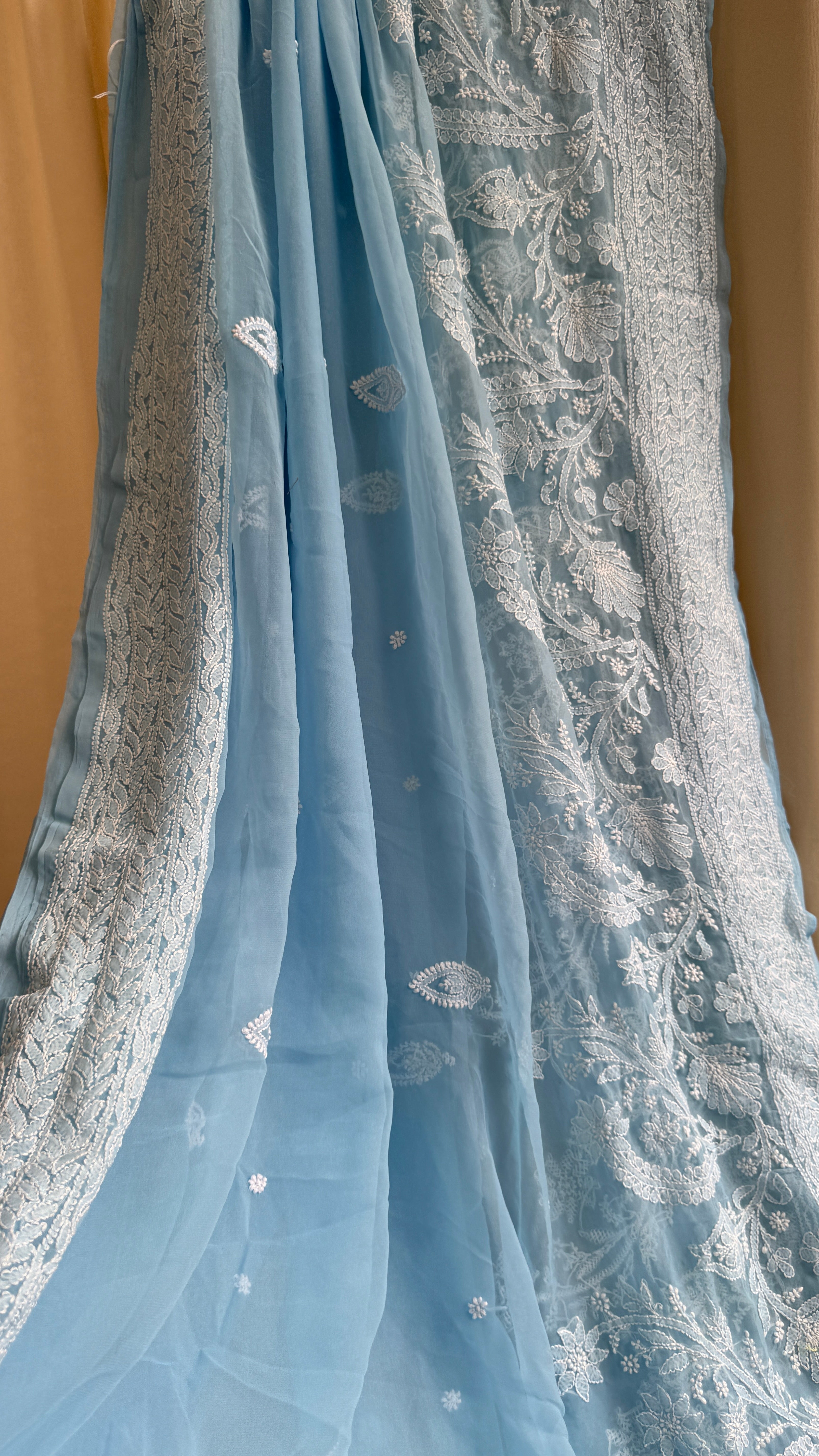Georgette Chikankari saree in Blue