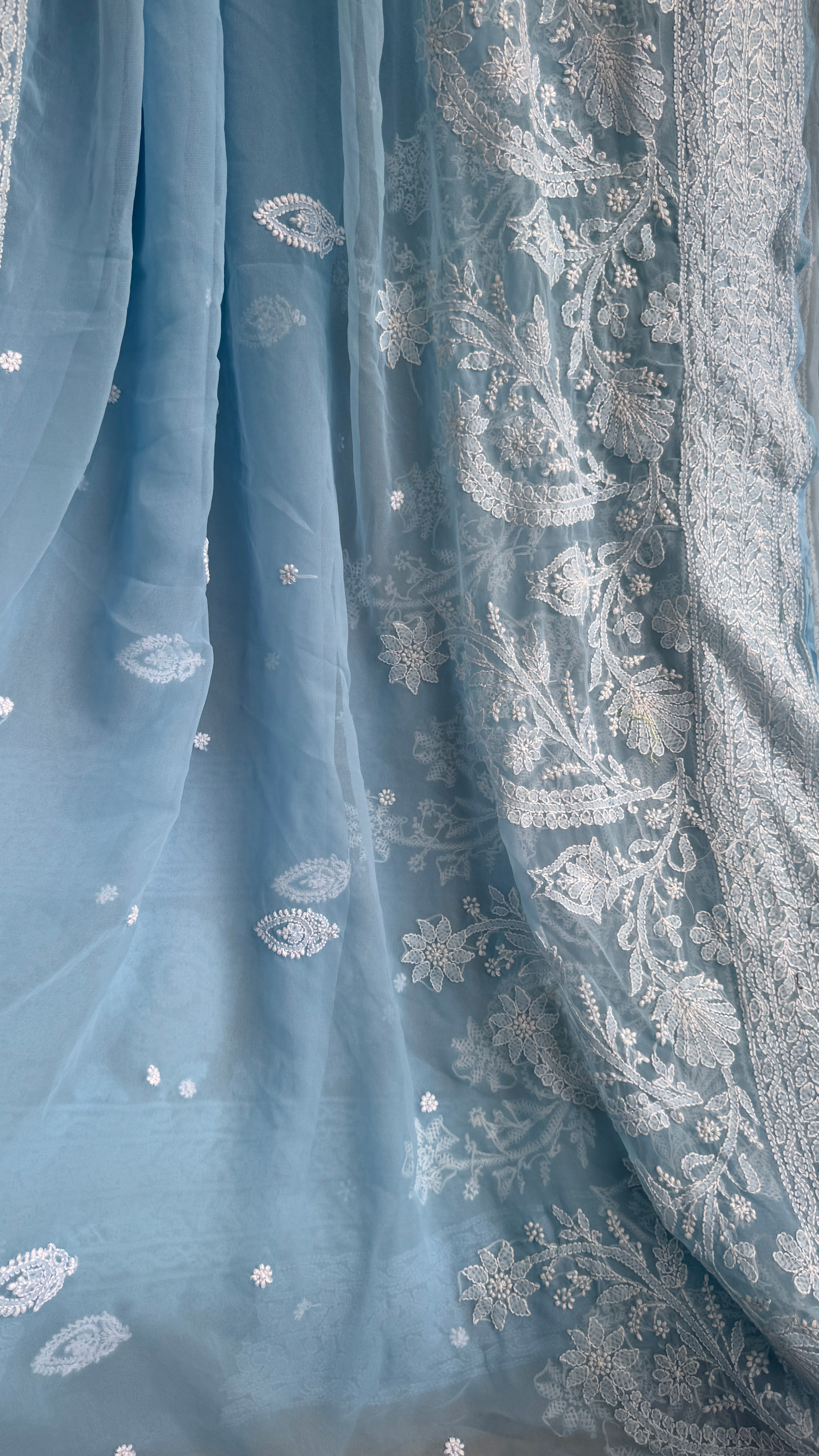 Georgette Chikankari saree in Blue