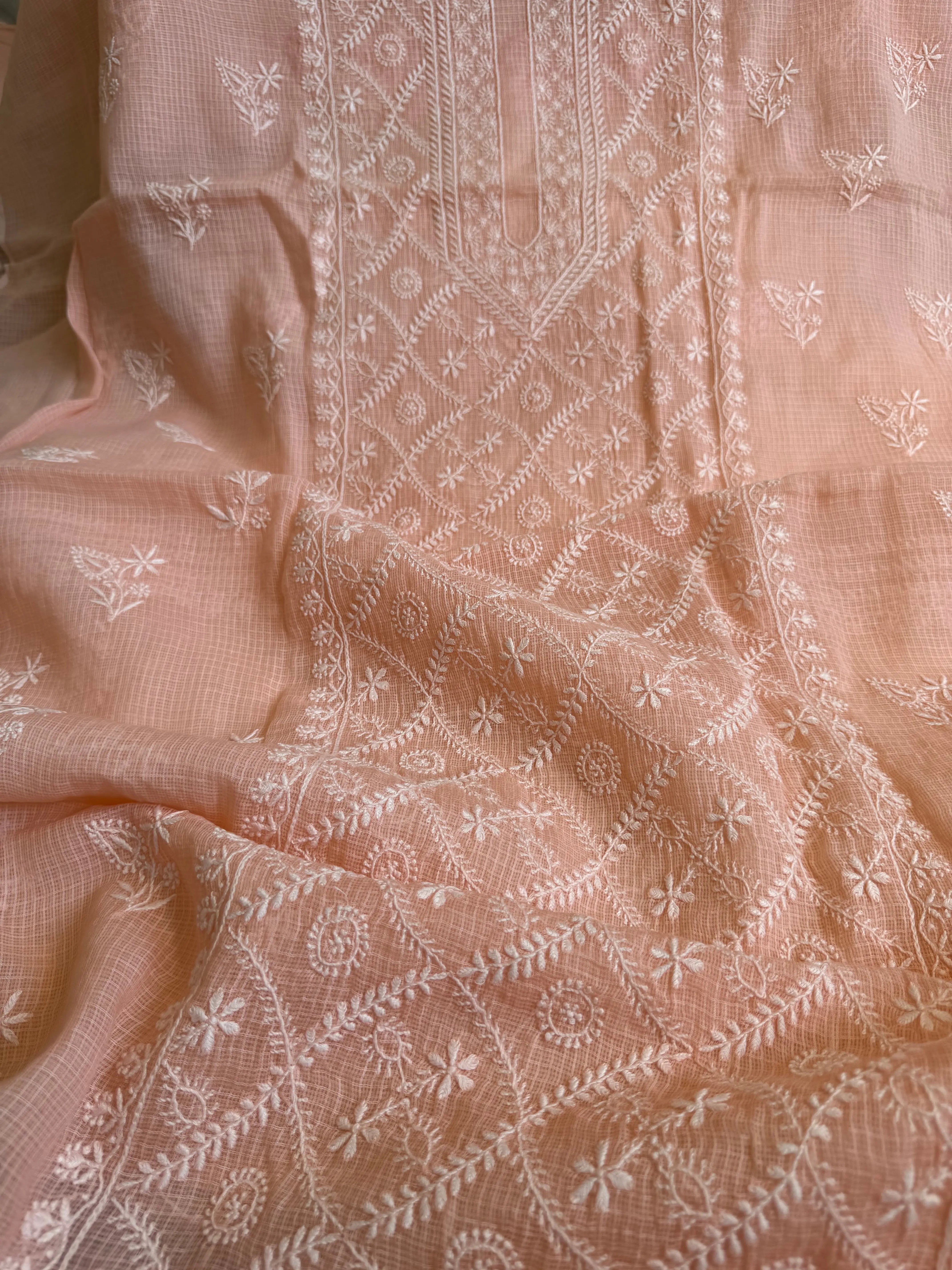 Kota Length with Dupatta - Peach ARIAA CHIKANKARI 