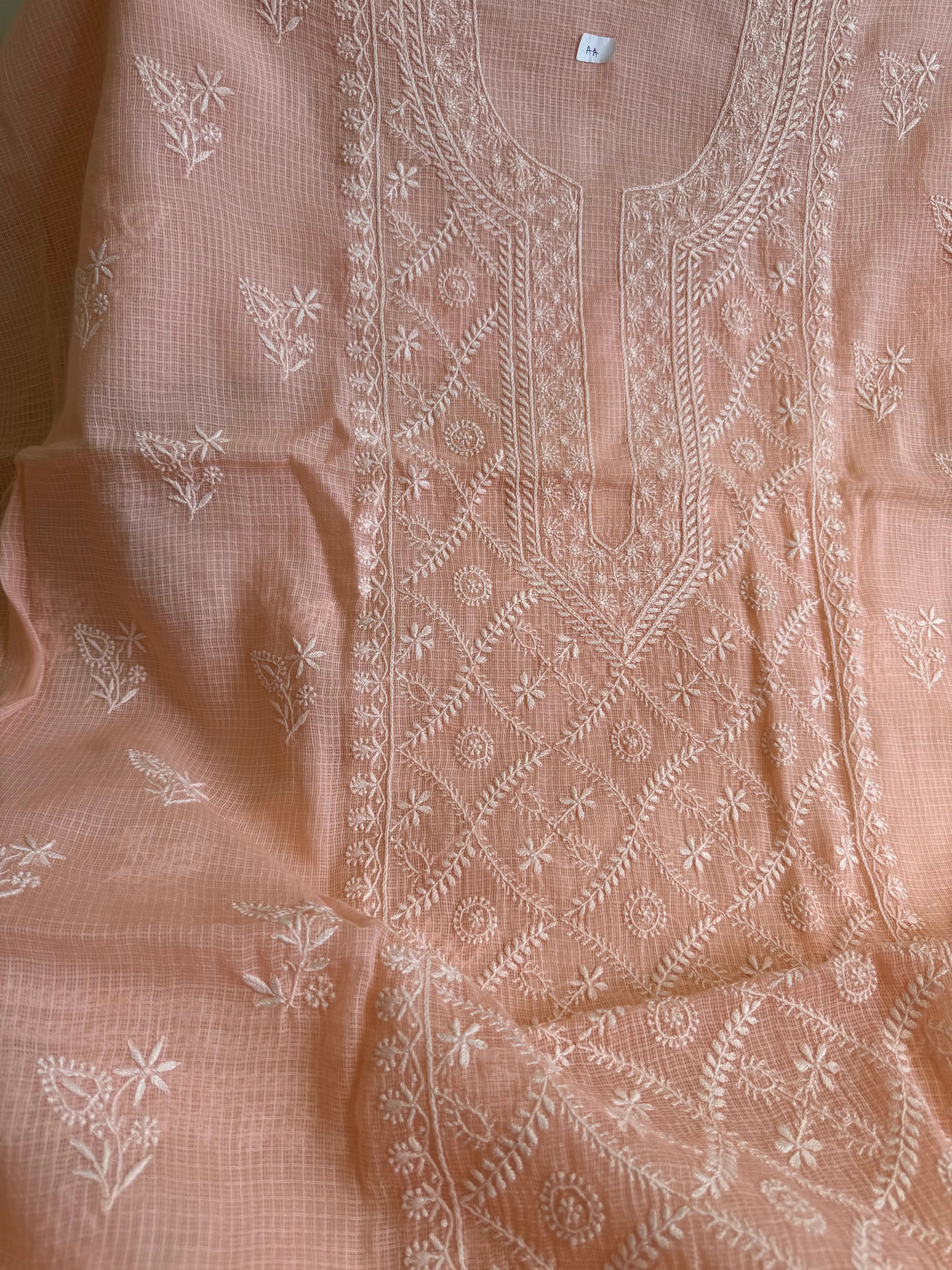 Kota Length with Dupatta - Peach ARIAA CHIKANKARI 