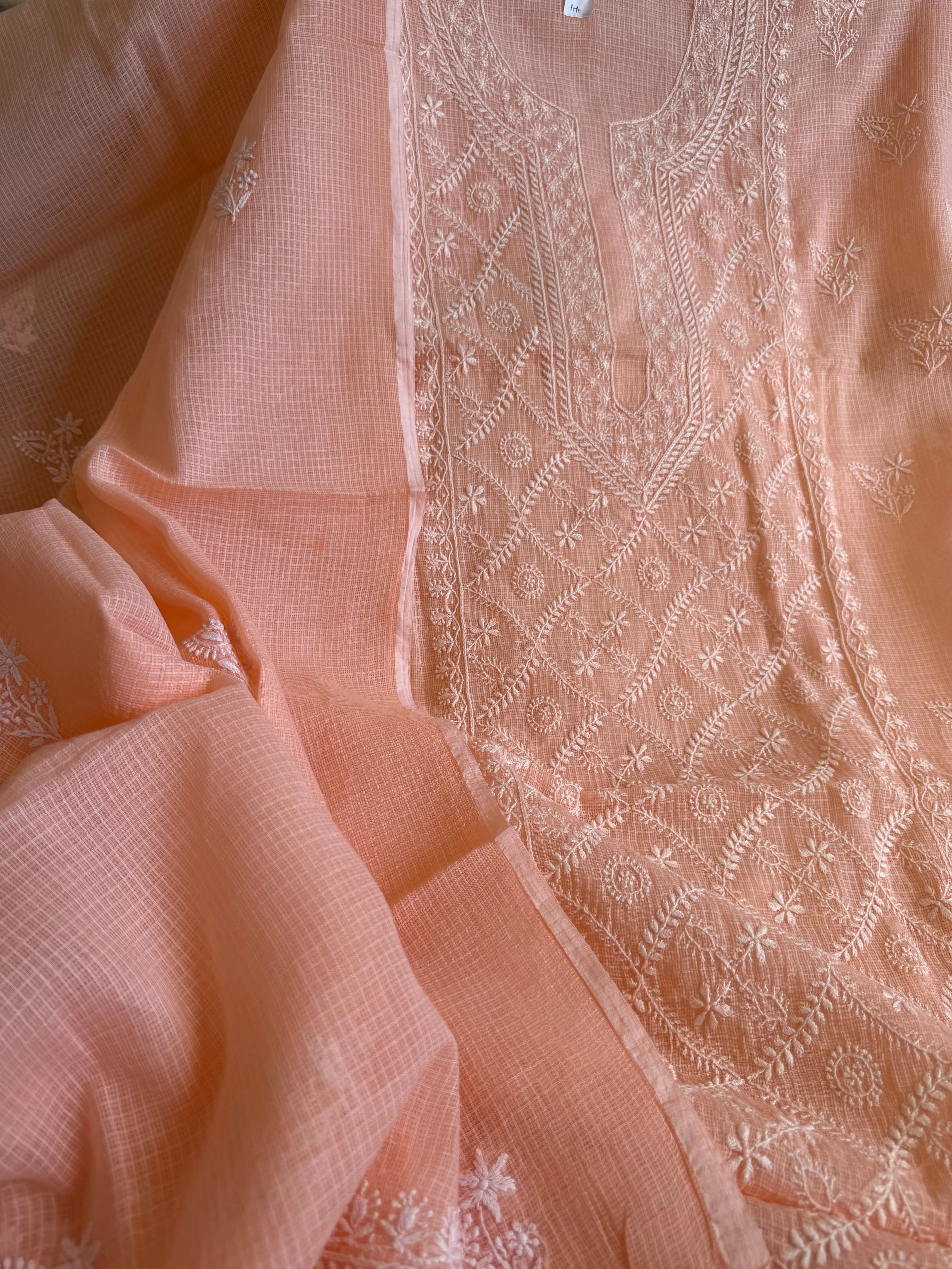 Kota Length with Dupatta - Peach ARIAA CHIKANKARI 