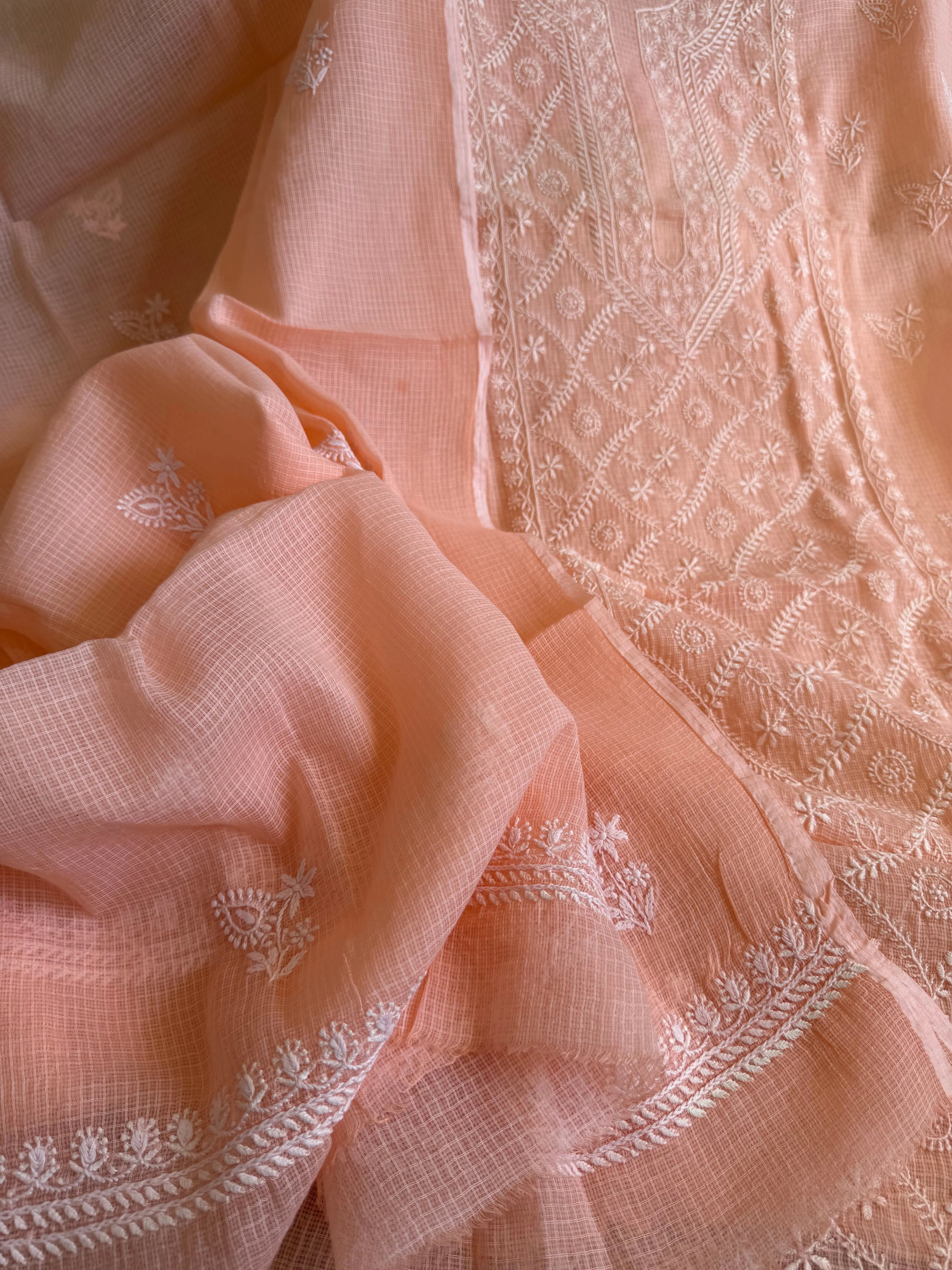 Kota Length with Dupatta - Peach ARIAA CHIKANKARI 