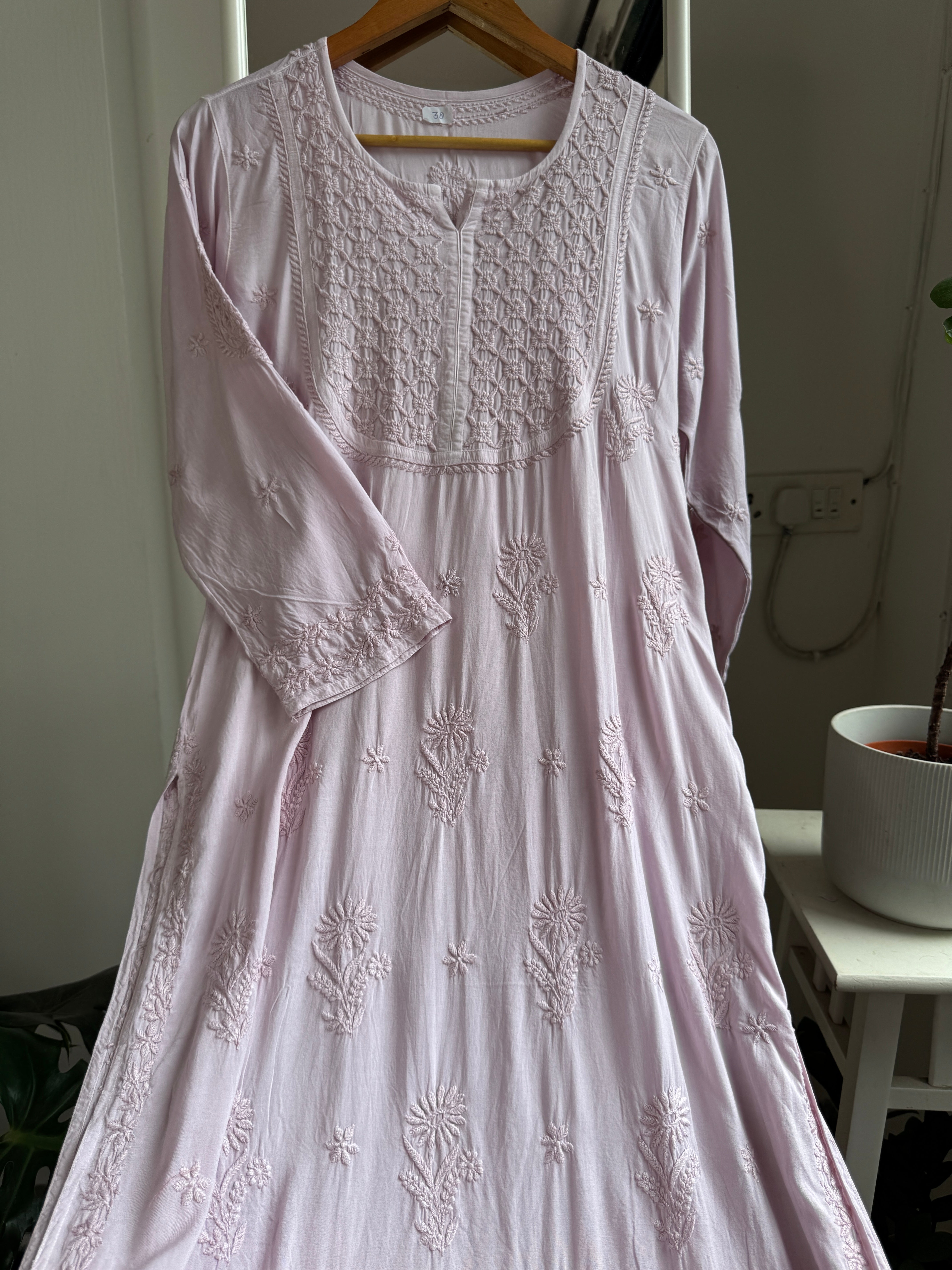 Premium Modal Chikankari Cotton Kurti - Pale Pink - Noor Collection ARIAA CHIKANKARI 