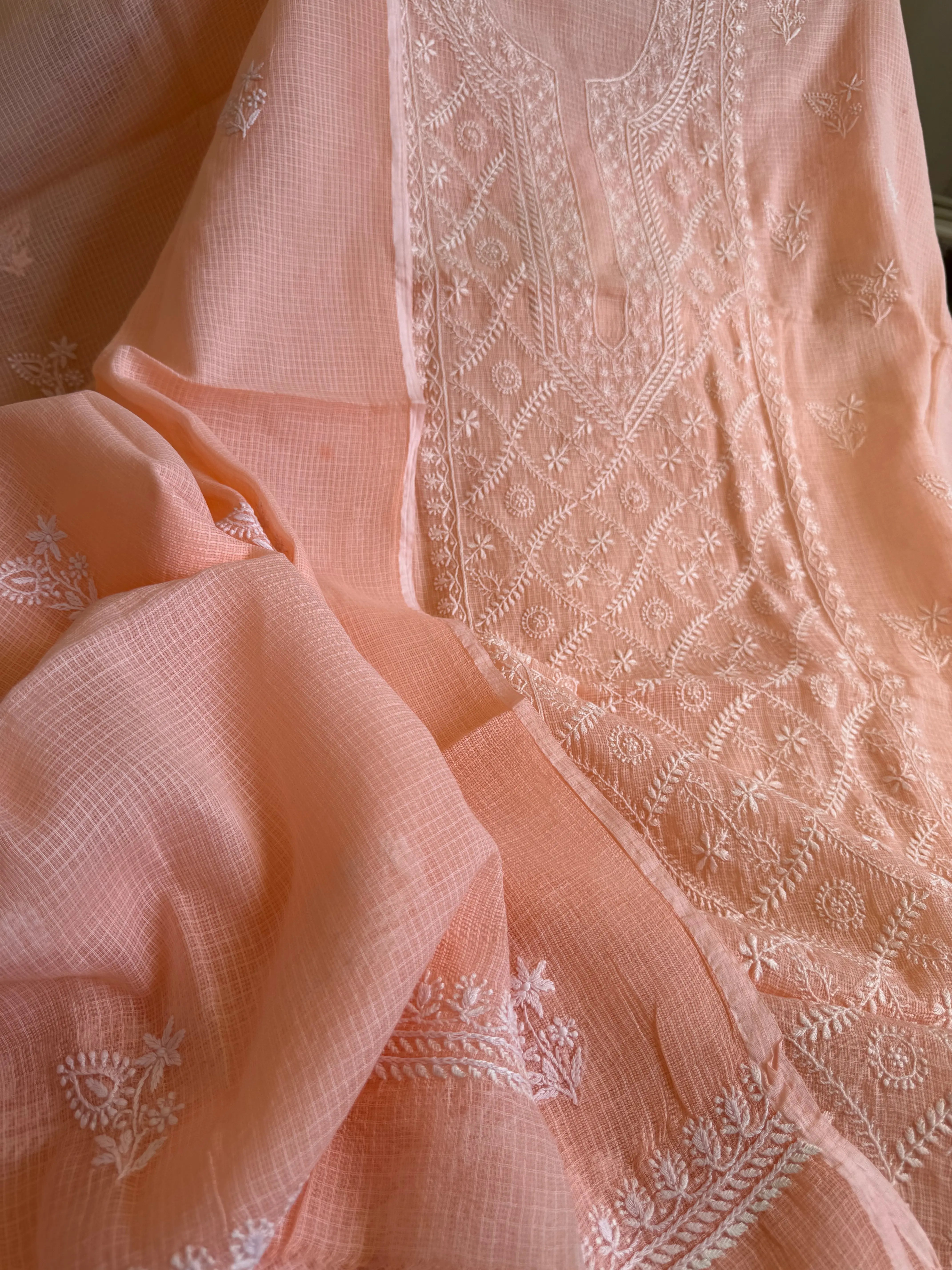 Kota Length with Dupatta - Peach ARIAA CHIKANKARI 