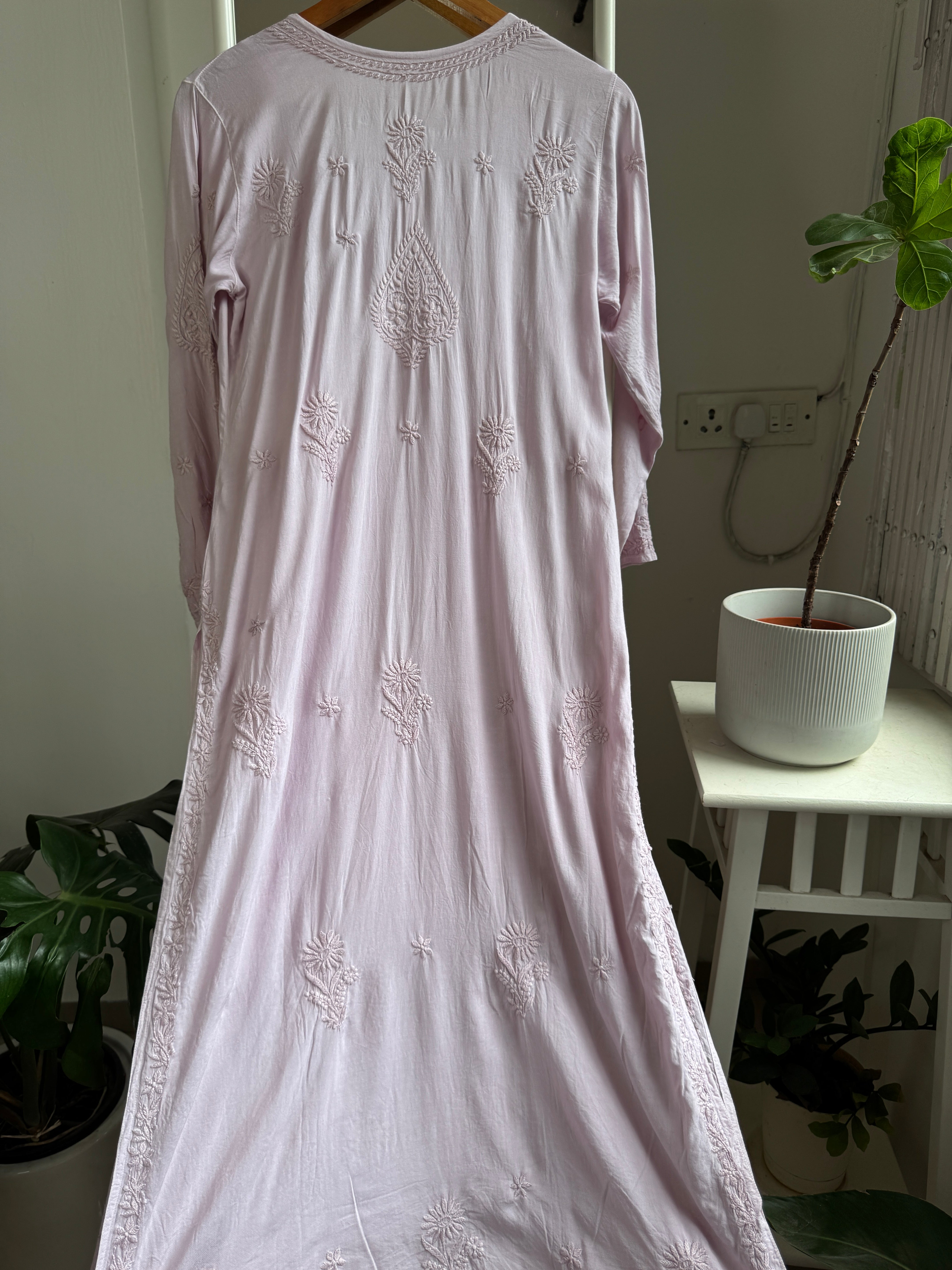 Premium Modal Chikankari Cotton Kurti - Pale Pink - Noor Collection ARIAA CHIKANKARI 