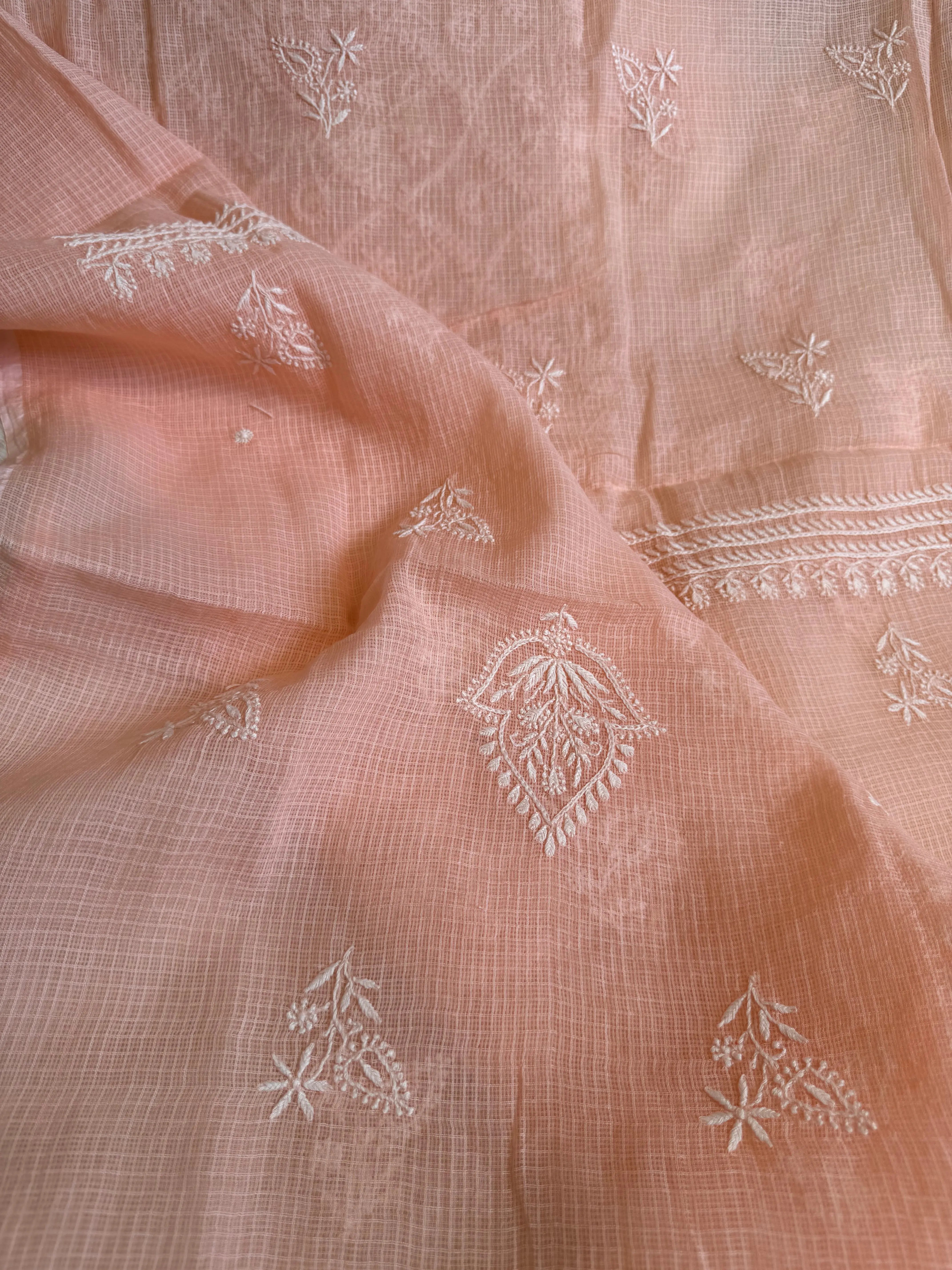 Kota Length with Dupatta - Peach ARIAA CHIKANKARI 