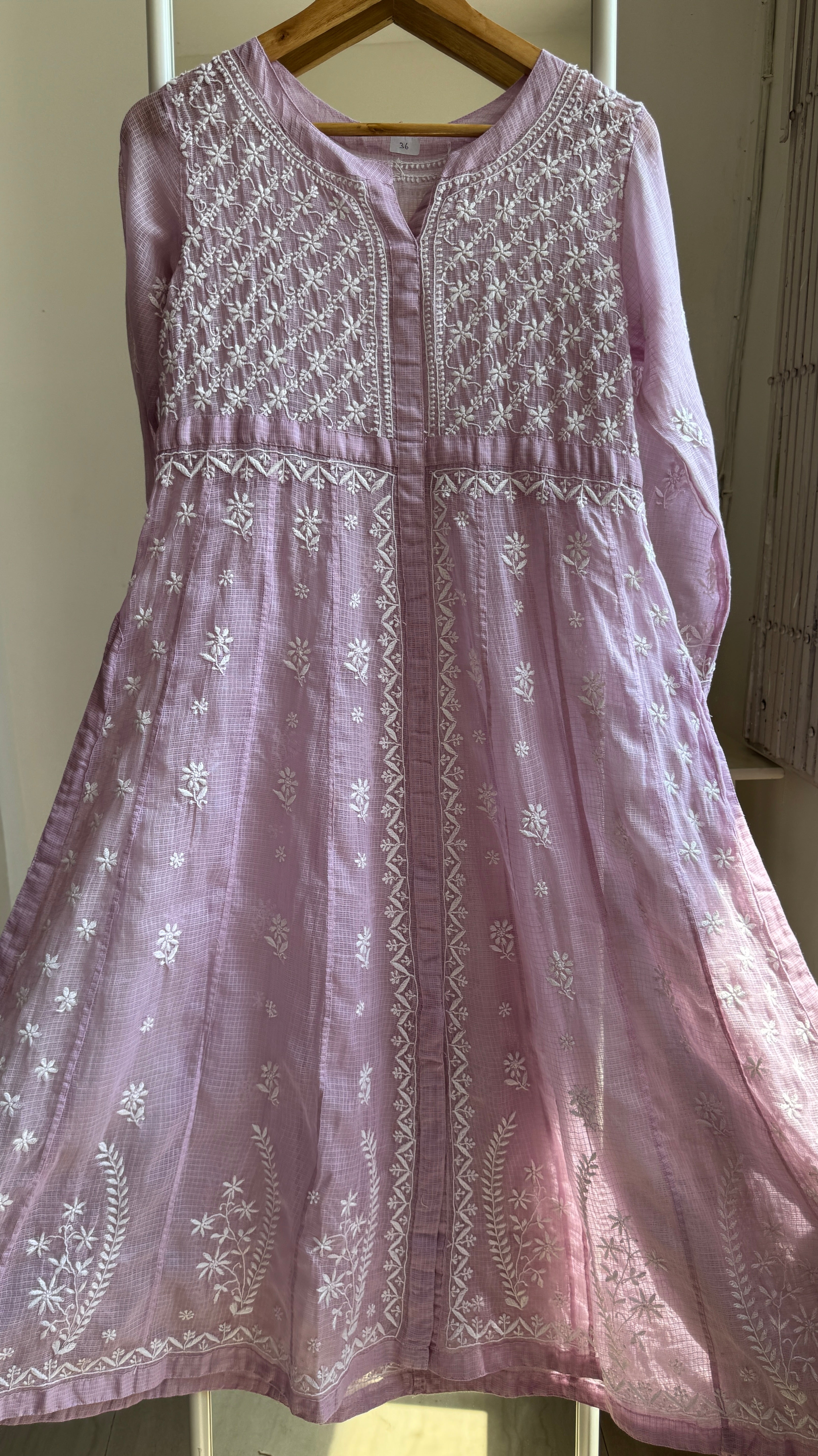 Kota Cotton Chikankari Anarkali - Mauve- SITARA Collection