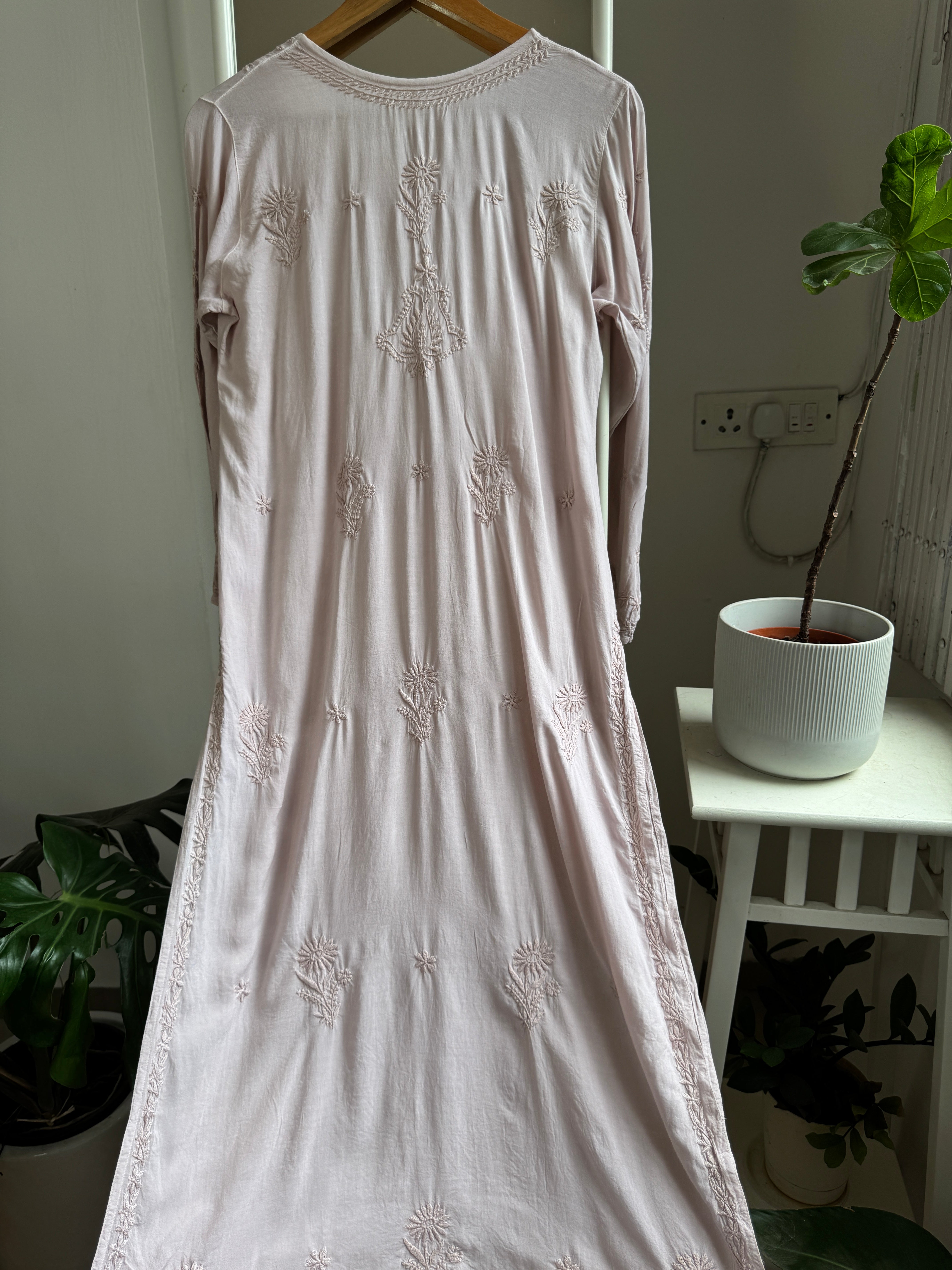 Premium Modal Chikankari Cotton Kurti - Light Brown - Noor Collection ARIAA CHIKANKARI 