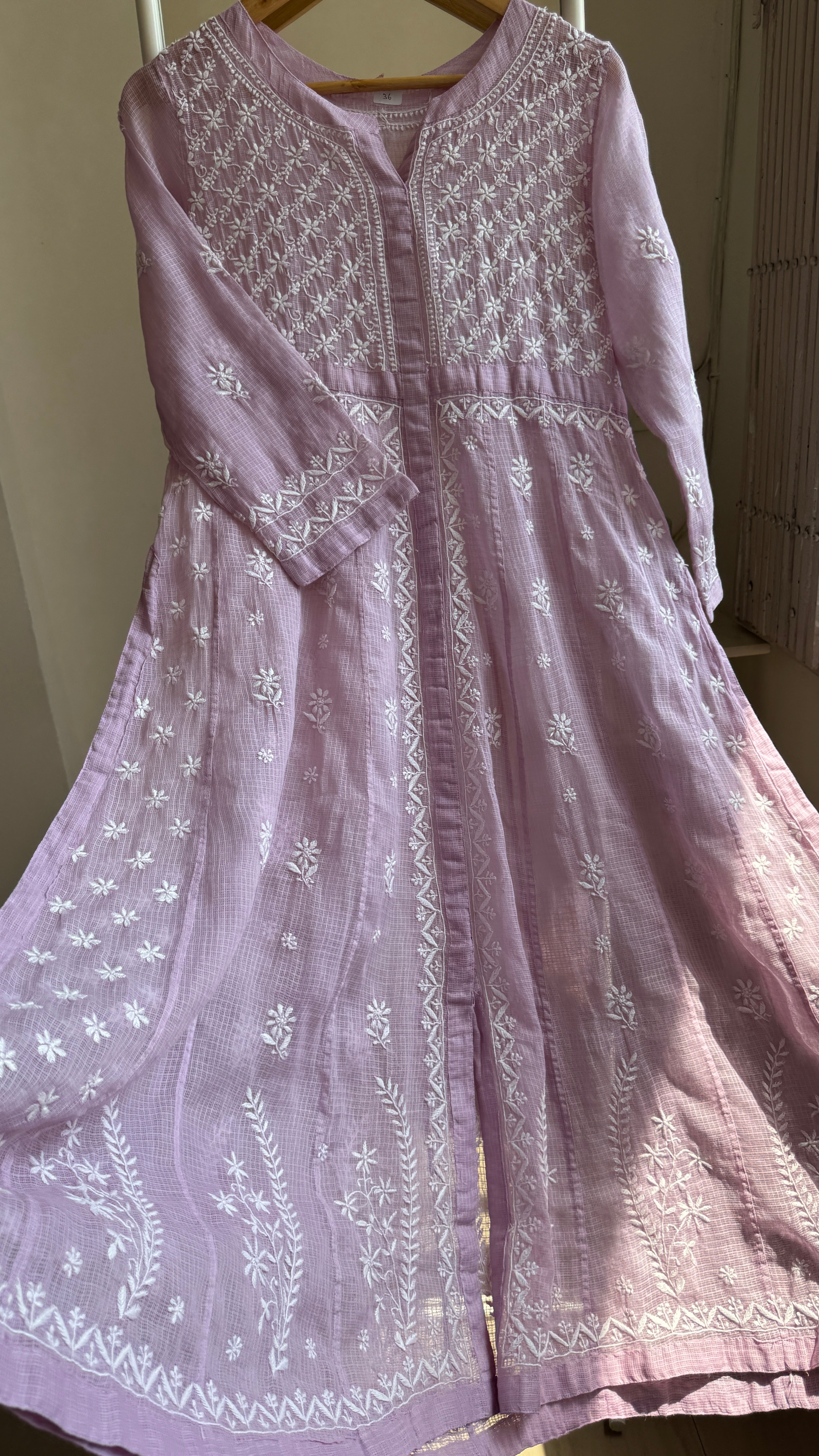 Kota Cotton Chikankari Anarkali - Mauve- SITARA Collection