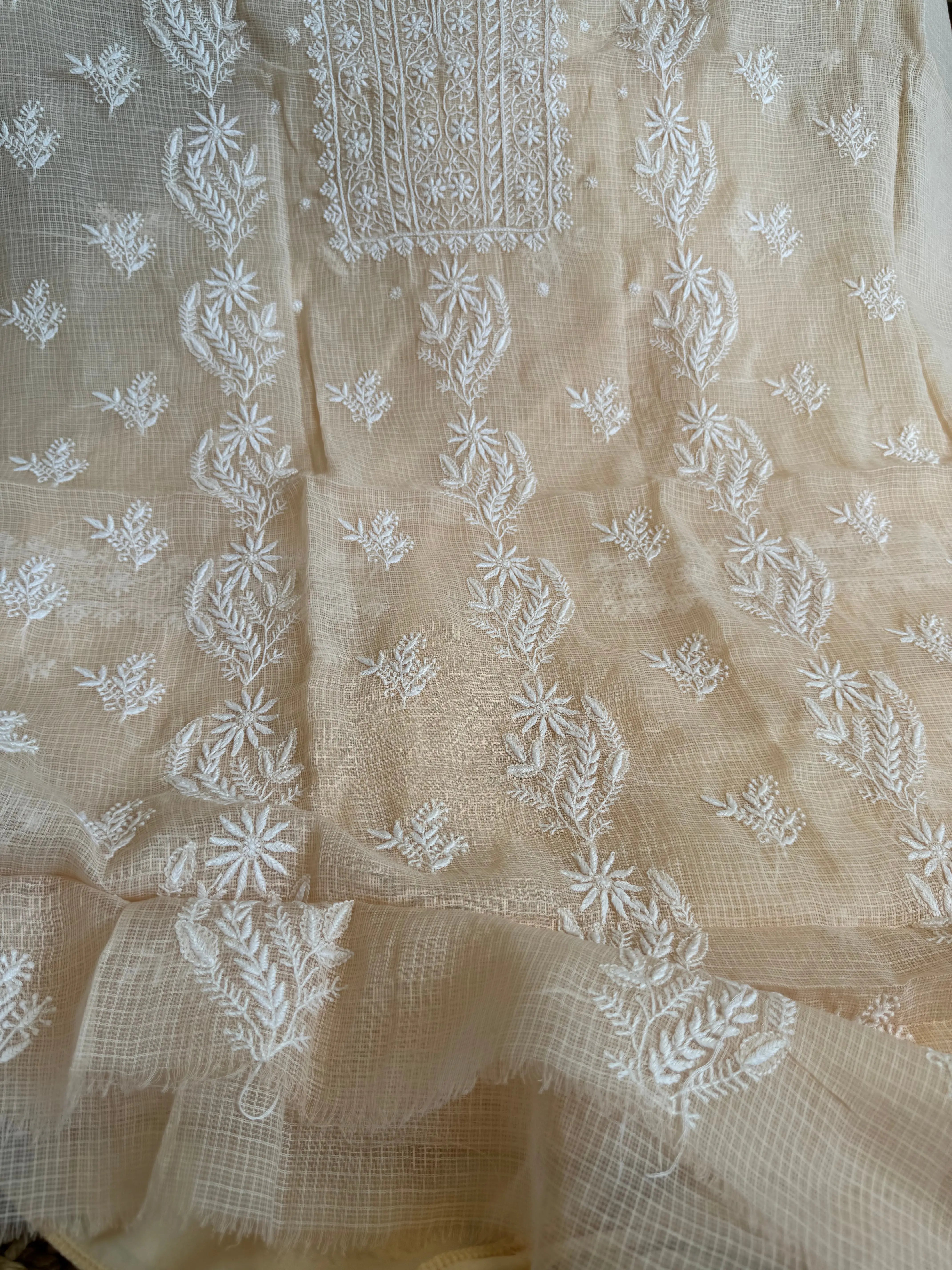 Kota Length with Dupatta - Beige ARIAA CHIKANKARI 