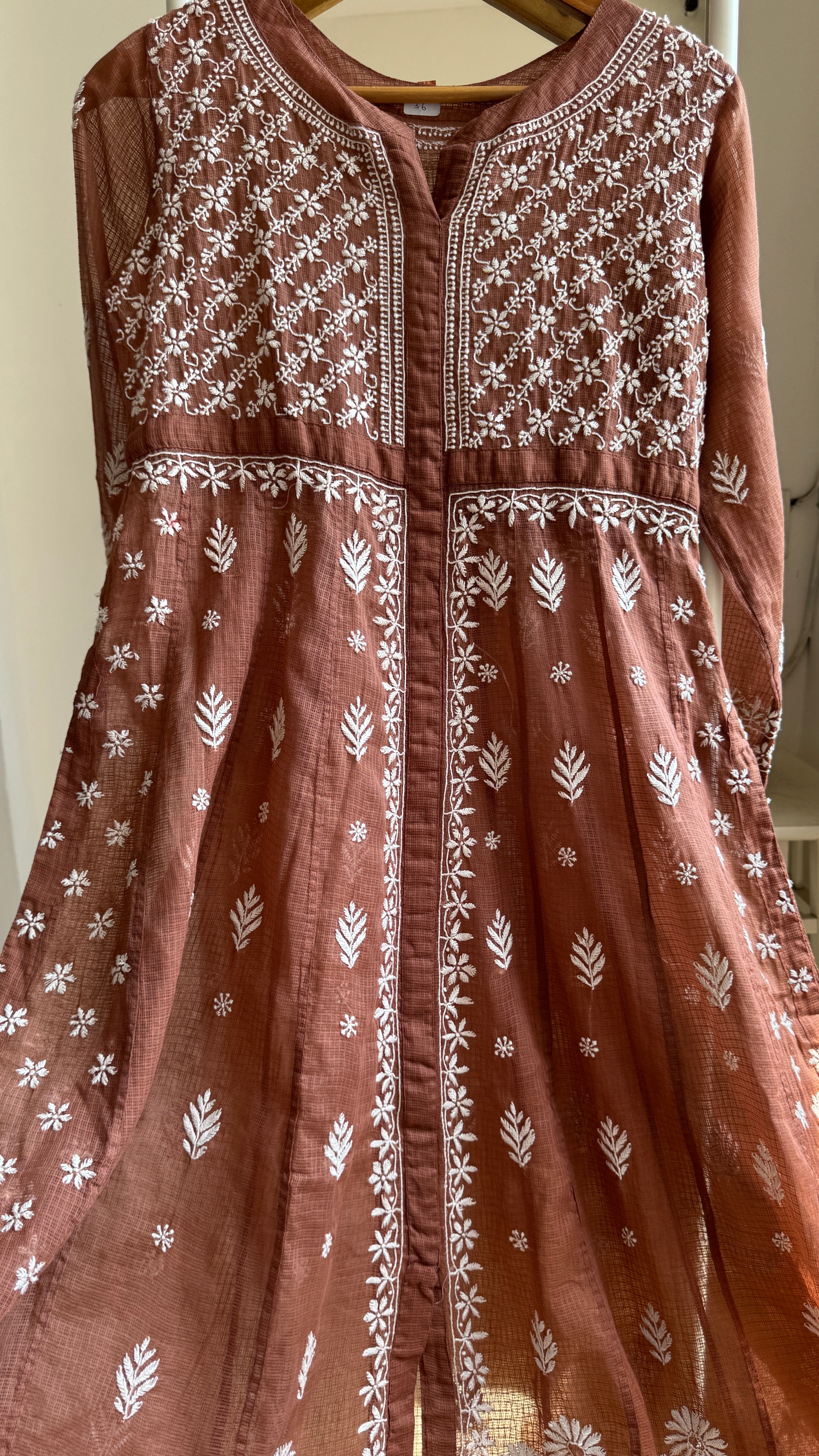 Kota Cotton Chikankari Anarkali - Brown - SITARA Collection