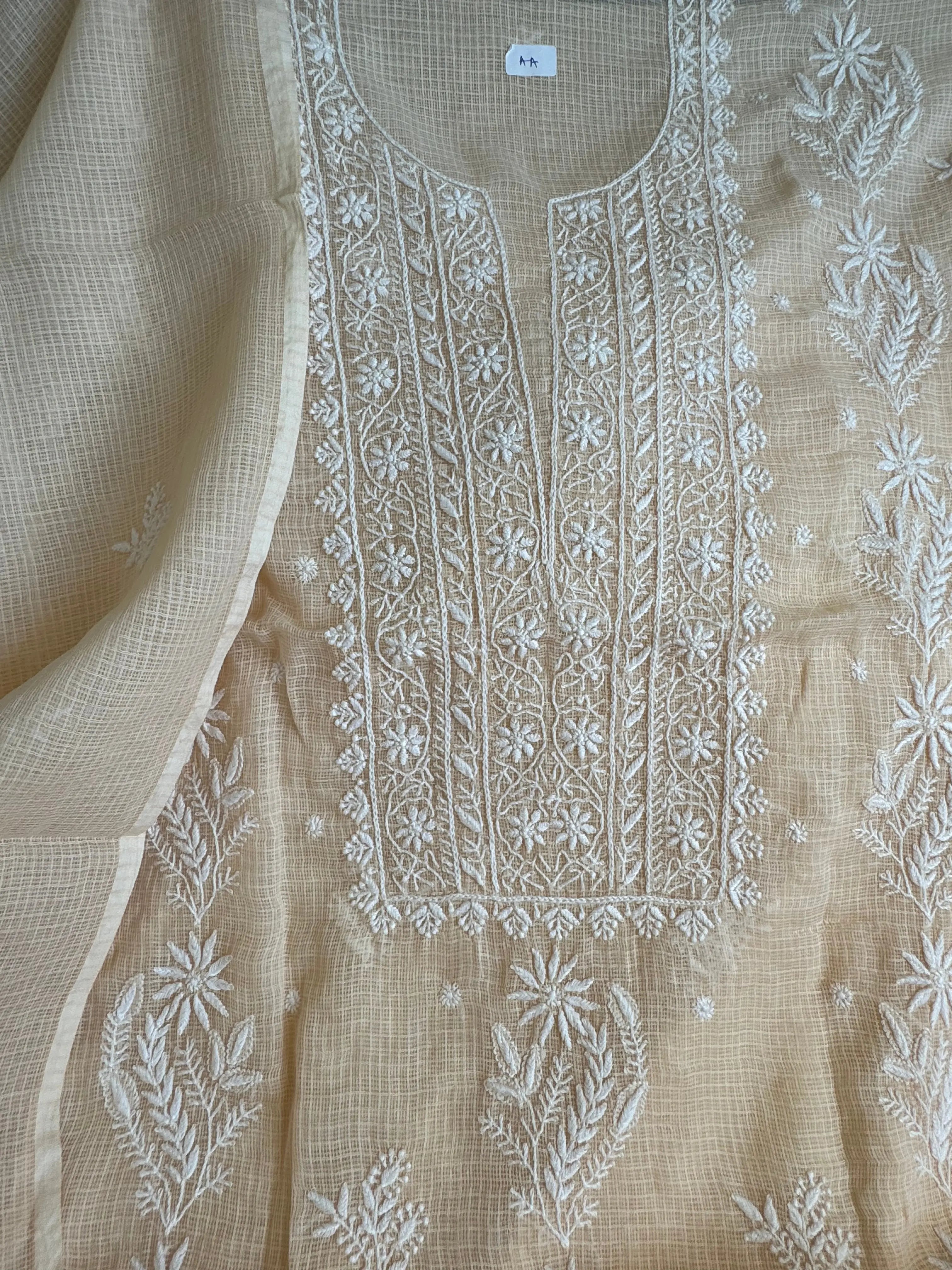 Kota Length with Dupatta - Beige ARIAA CHIKANKARI 