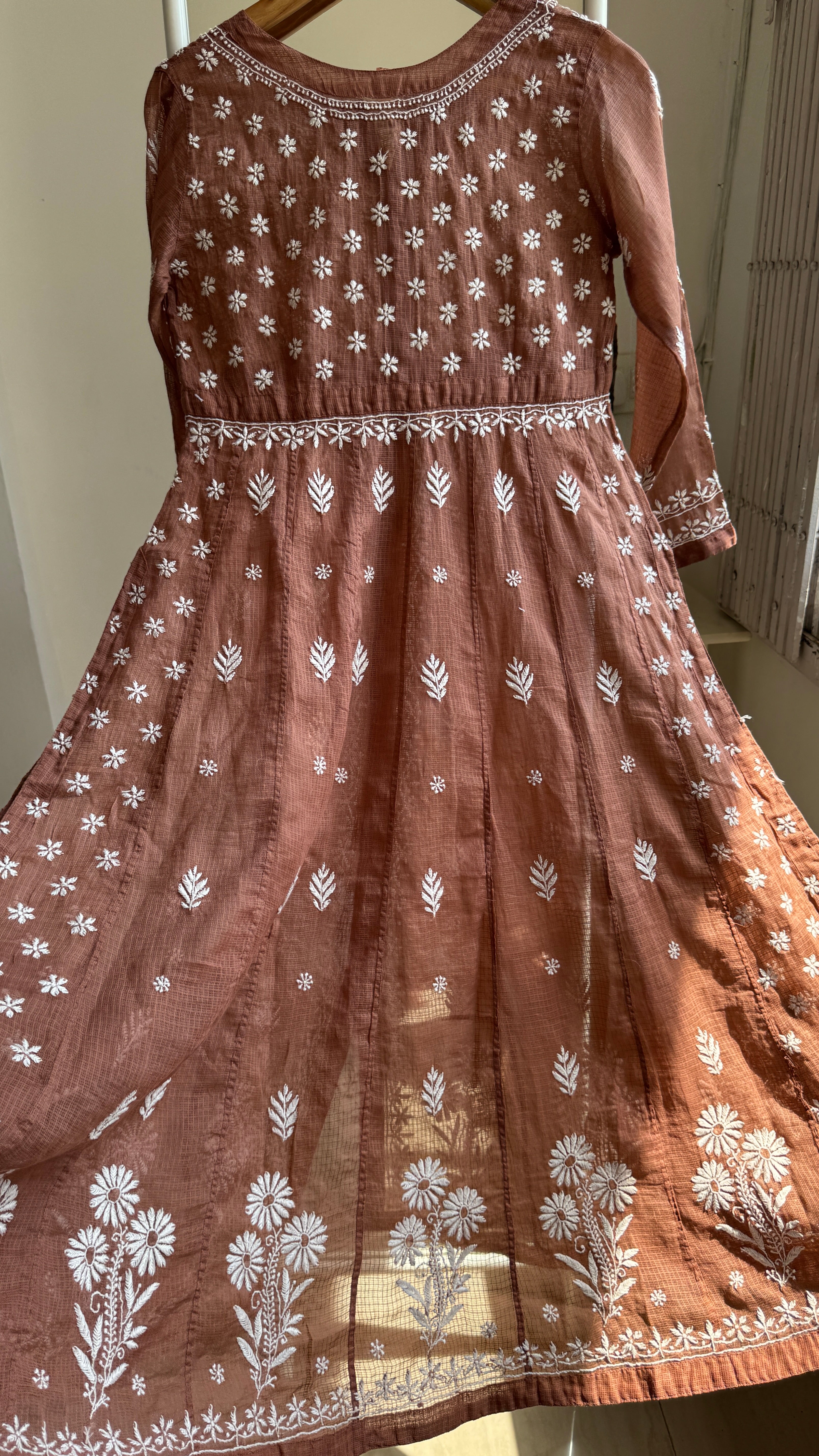 Kota Cotton Chikankari Anarkali - Brown - SITARA Collection