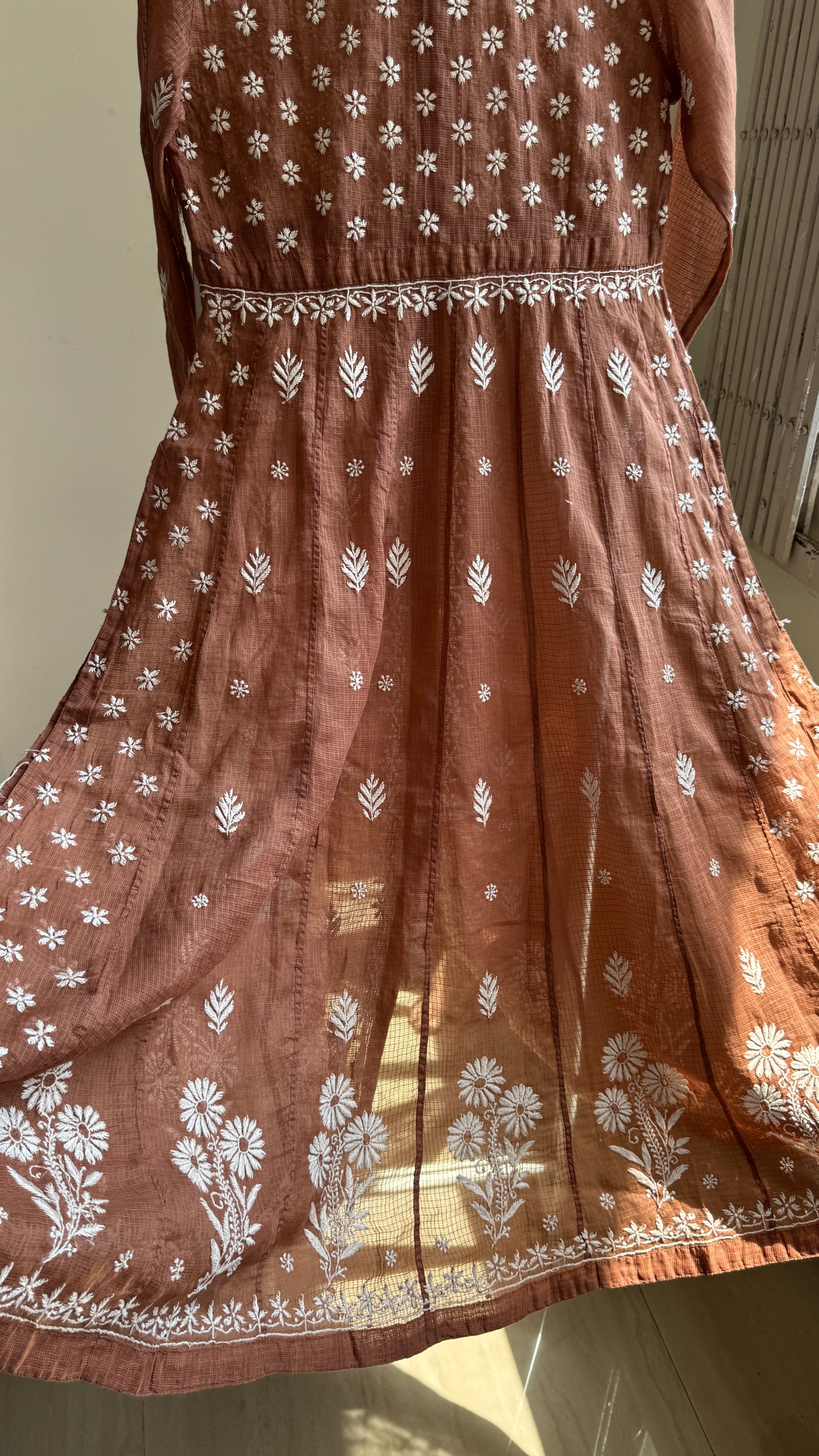 Kota Cotton Chikankari Anarkali - Brown - SITARA Collection
