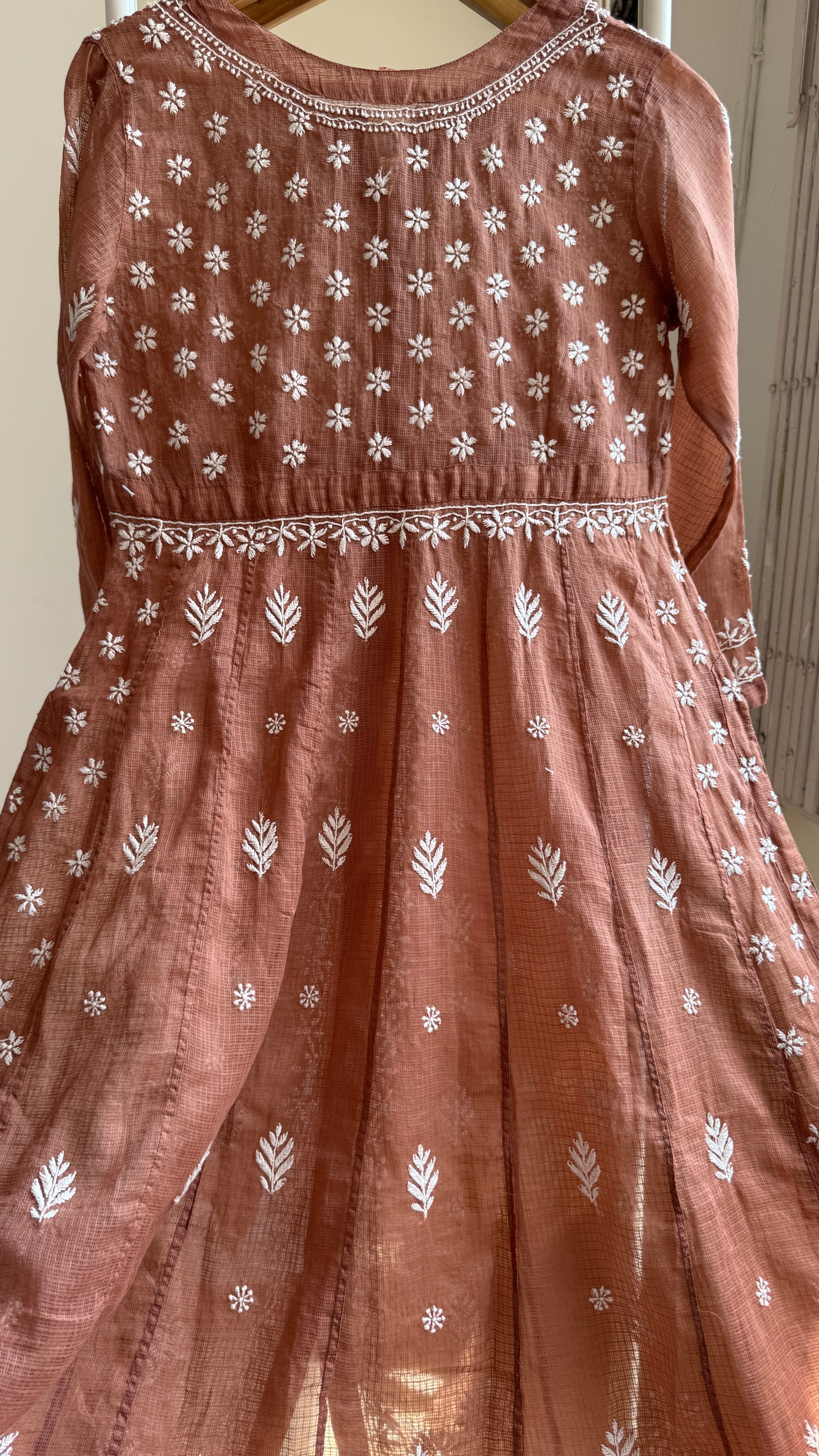 Kota Cotton Chikankari Anarkali - Brown - SITARA Collection