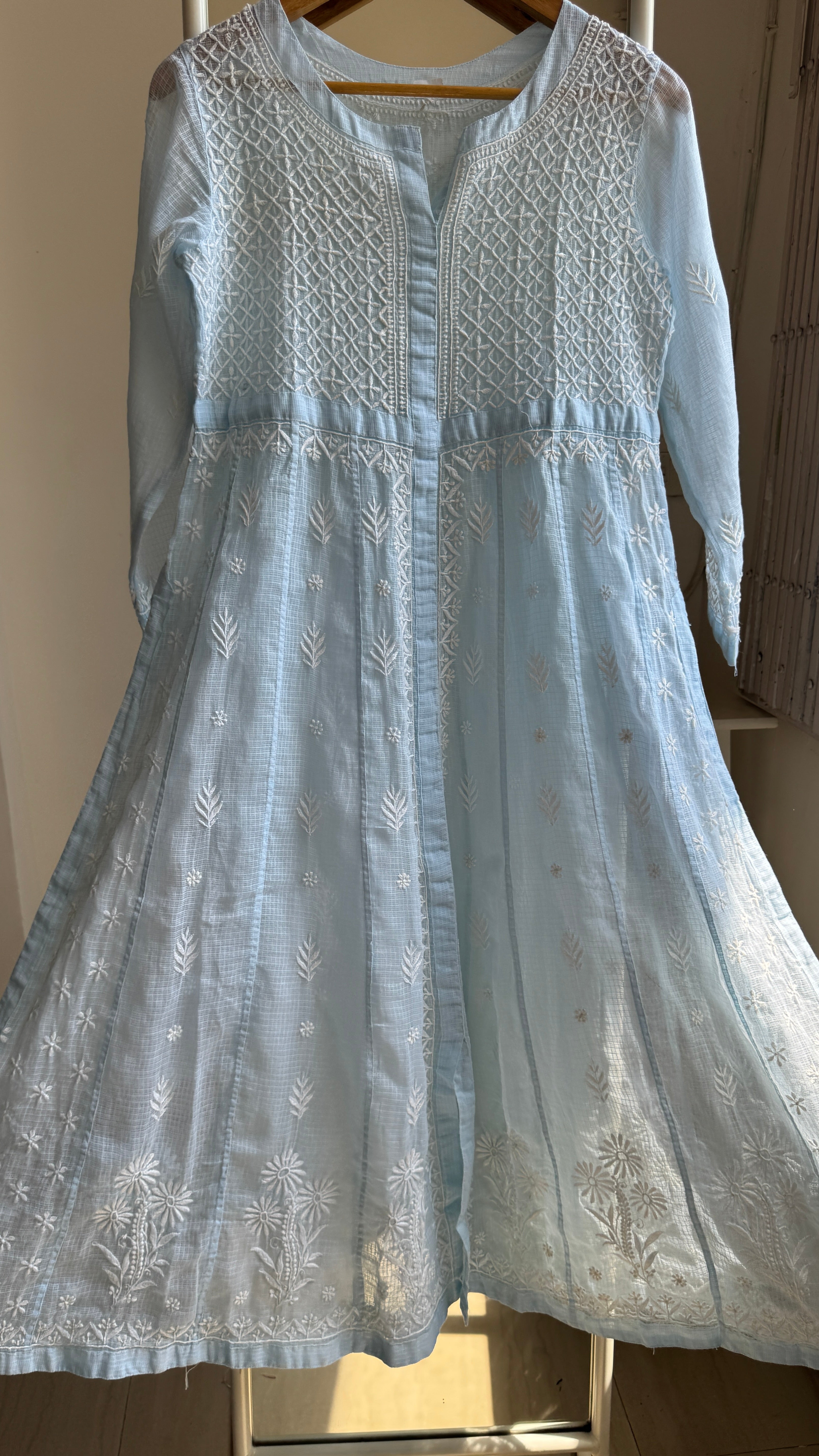 Kota Cotton Chikankari Anarkali - Blue- SITARA Collection