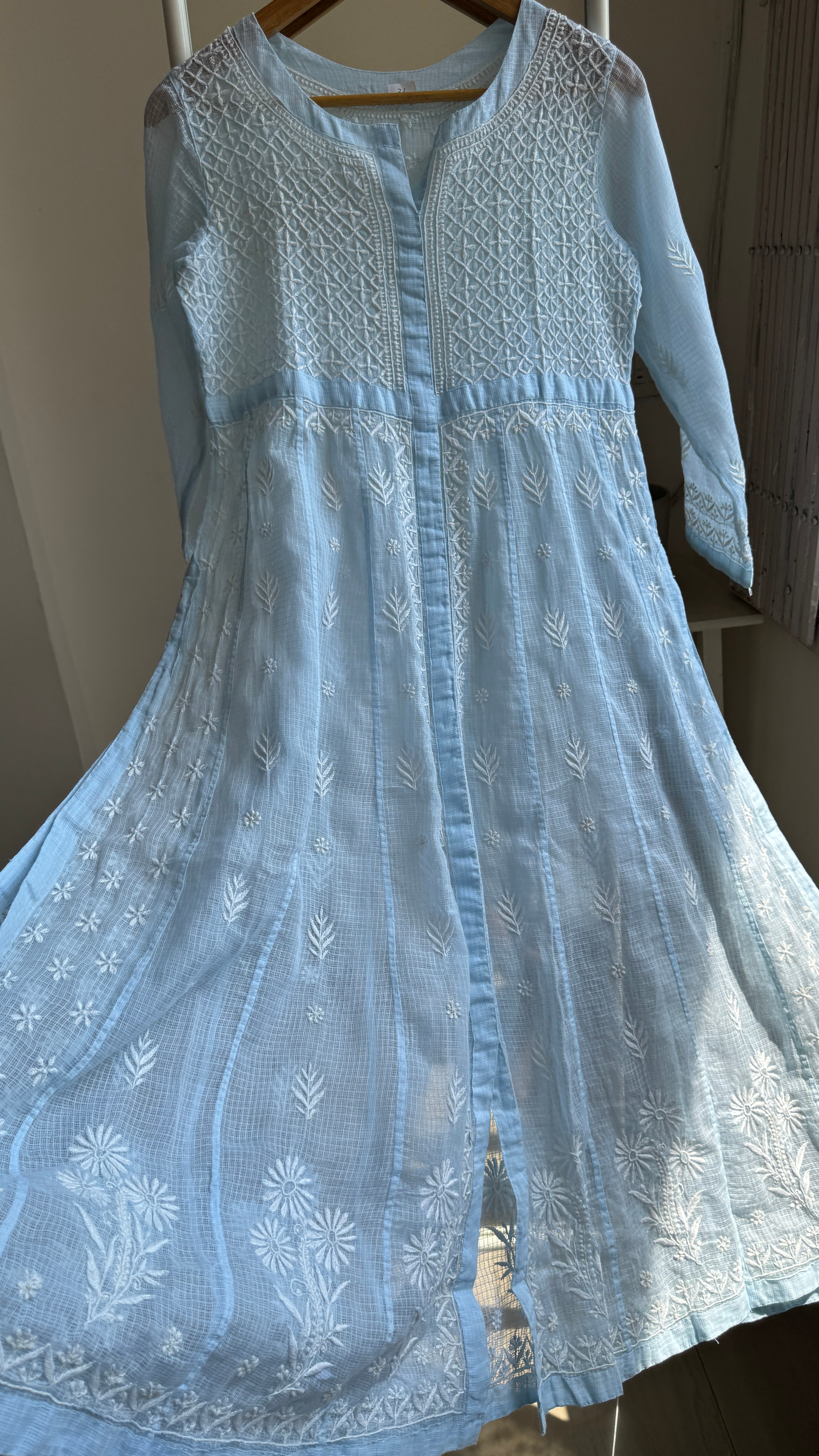 Kota Cotton Chikankari Anarkali - Blue- SITARA Collection