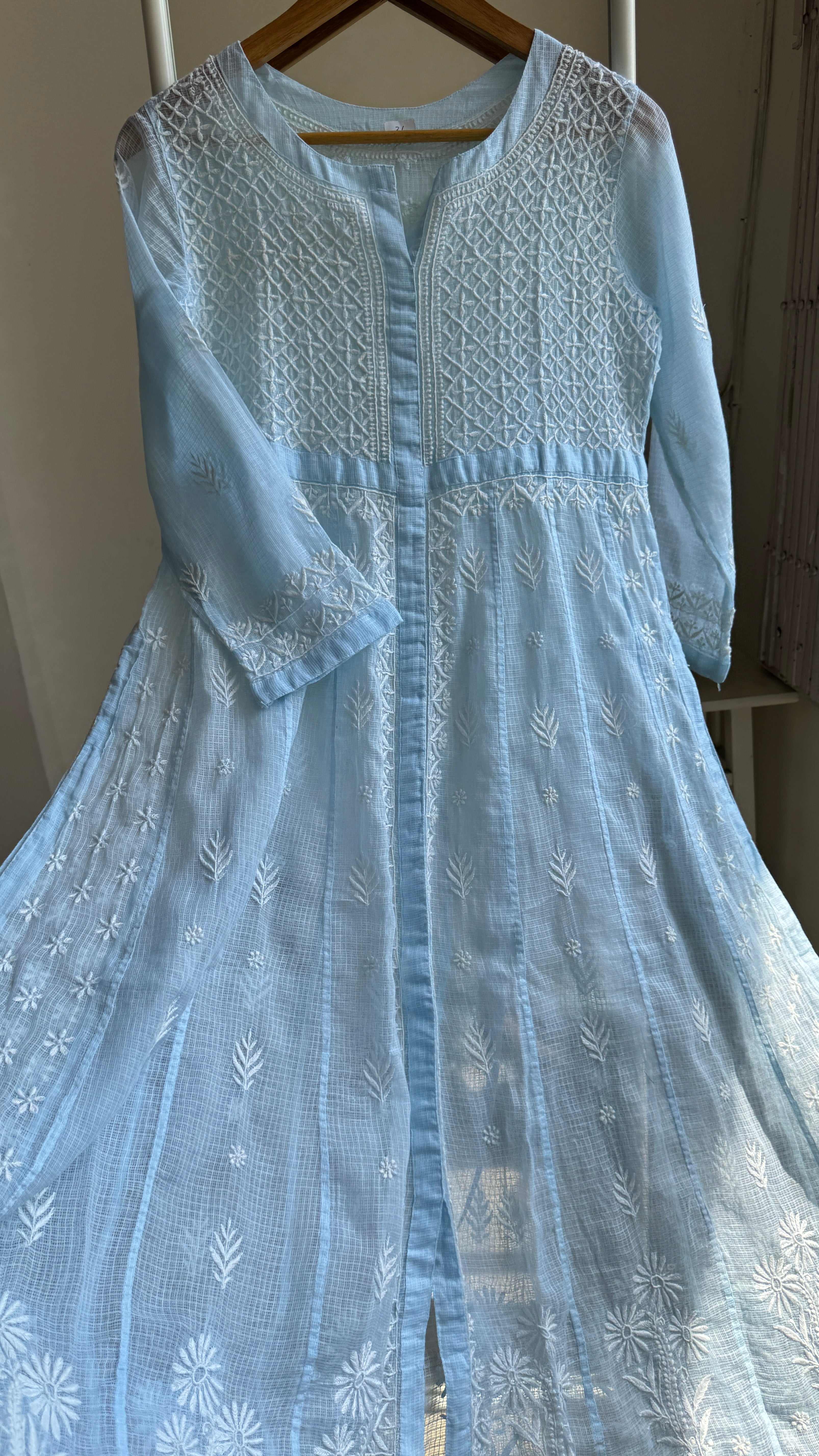 Kota Cotton Chikankari Anarkali - Blue- SITARA Collection