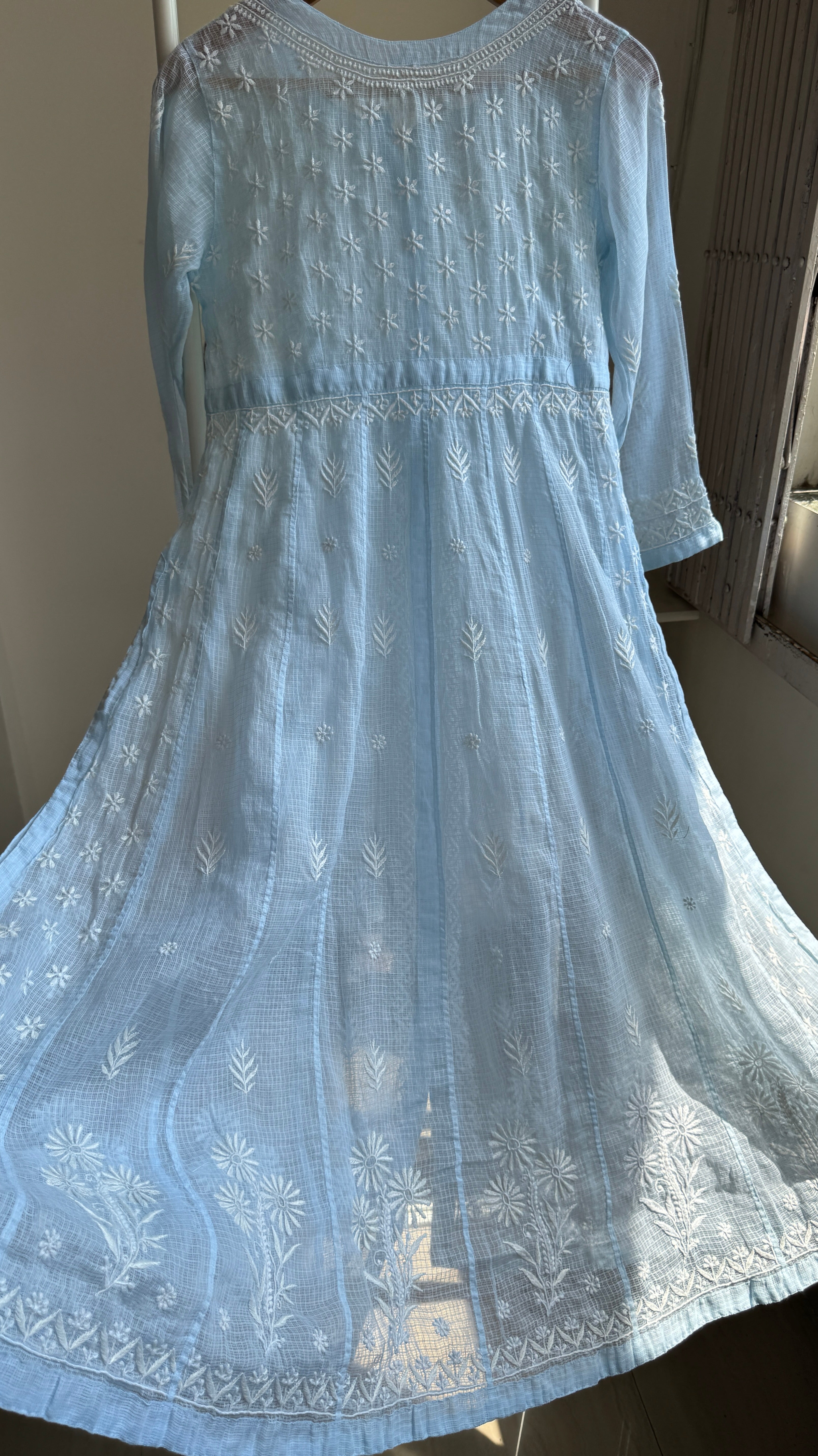 Kota Cotton Chikankari Anarkali - Blue- SITARA Collection