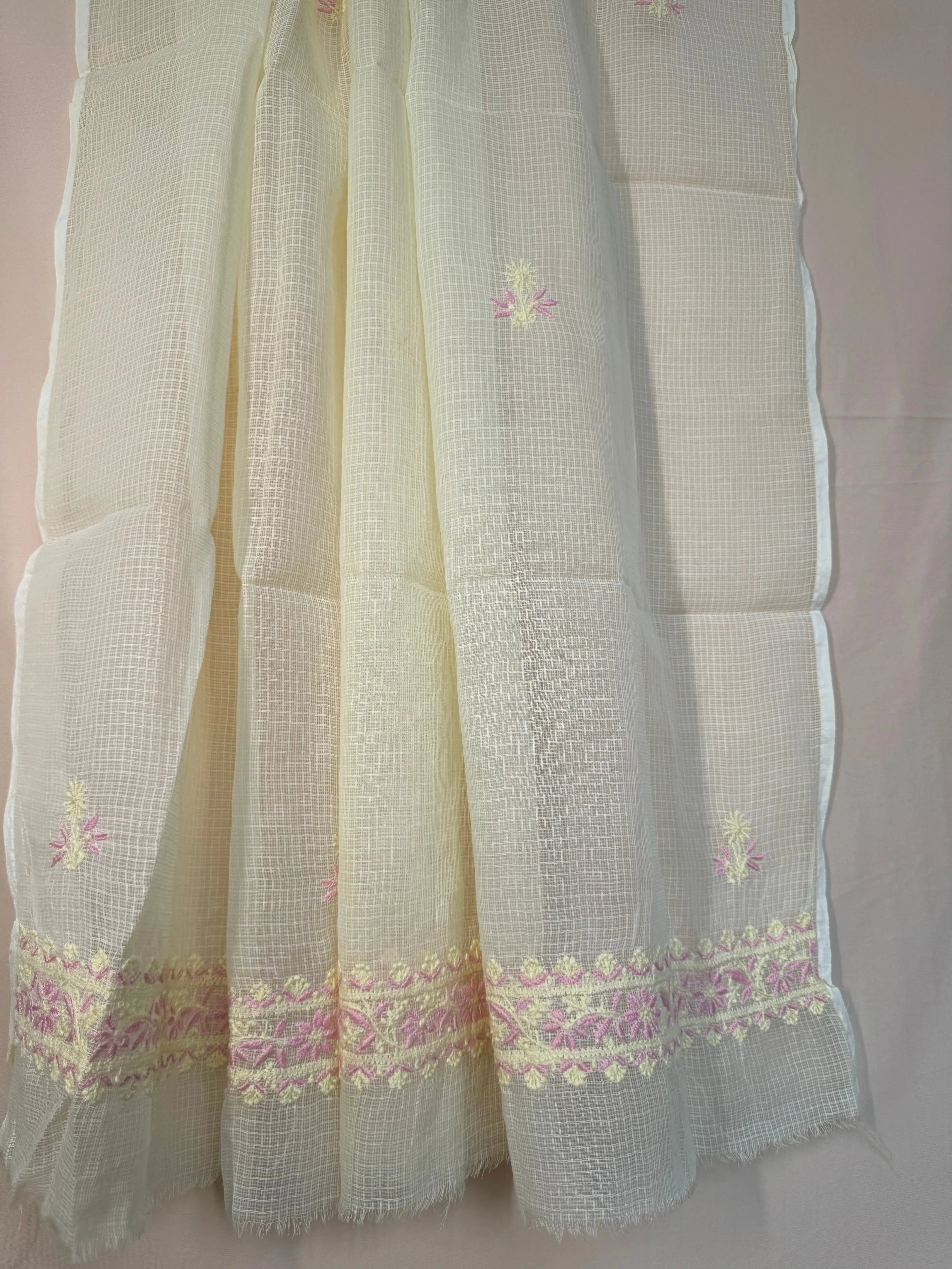 Kota Length with Dupatta - Light Yellow ARIAA CHIKANKARI 