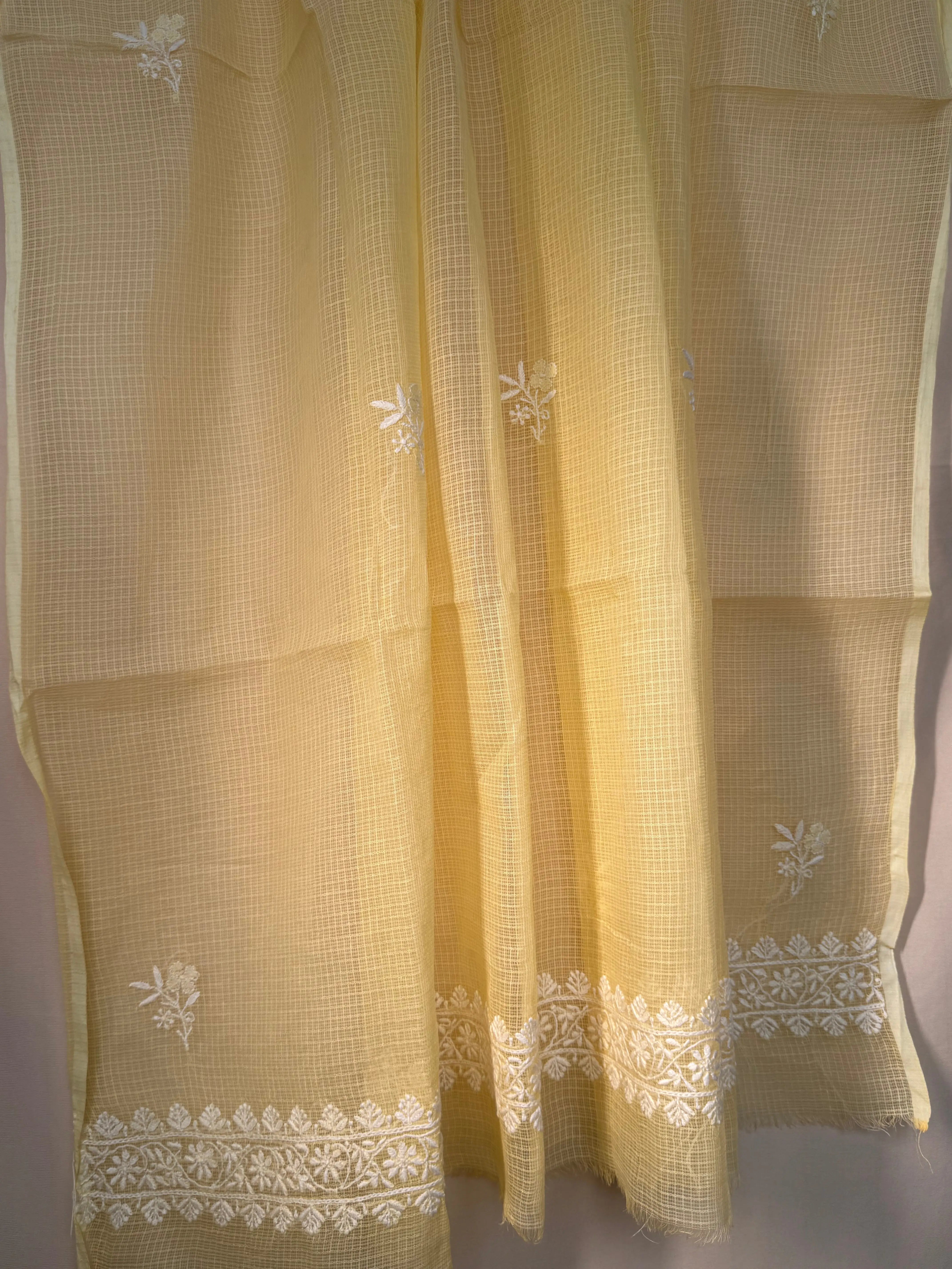 Kota Length with Dupatta - Yellow ARIAA CHIKANKARI 