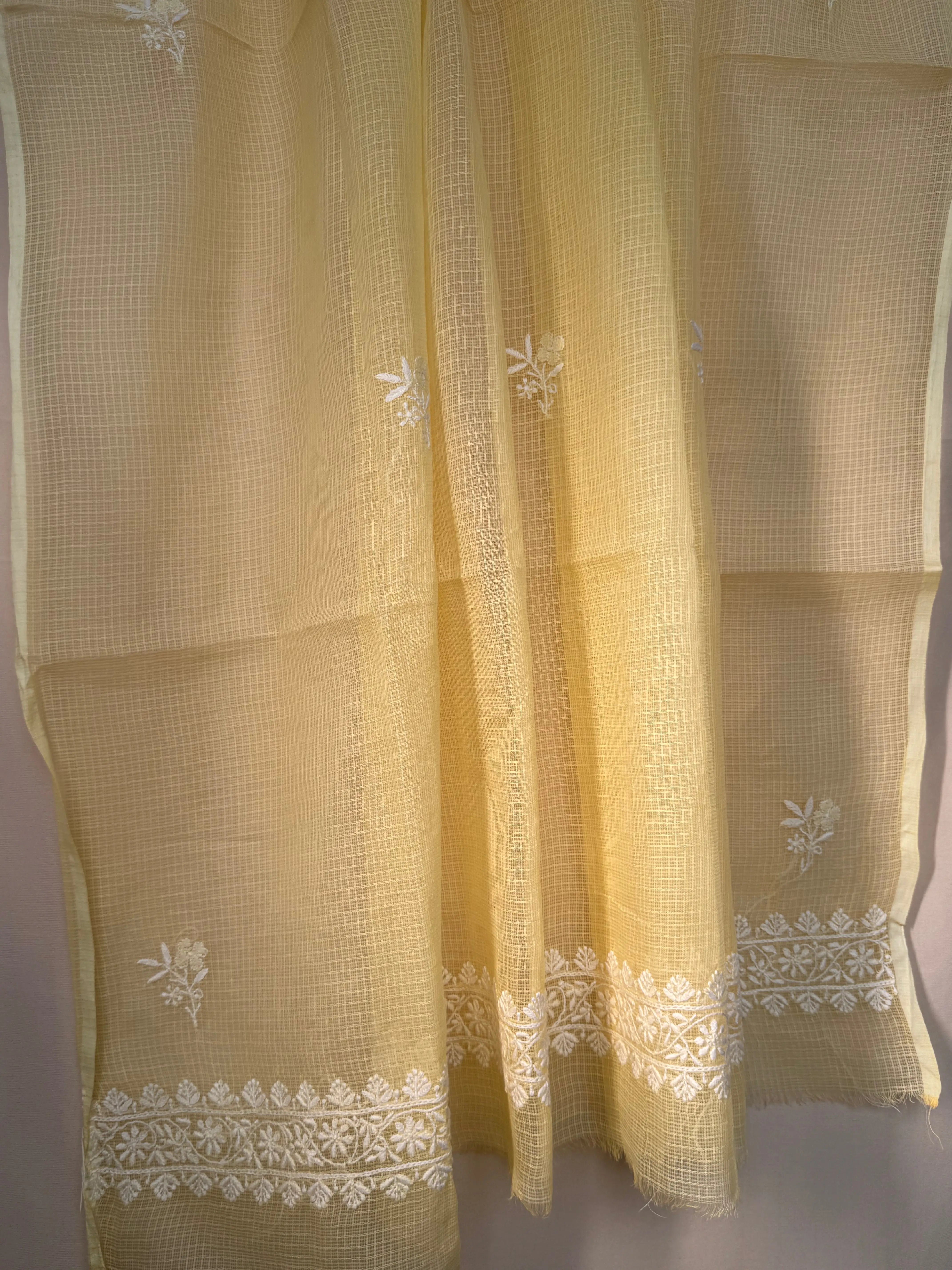 Kota Length with Dupatta - Yellow ARIAA CHIKANKARI 