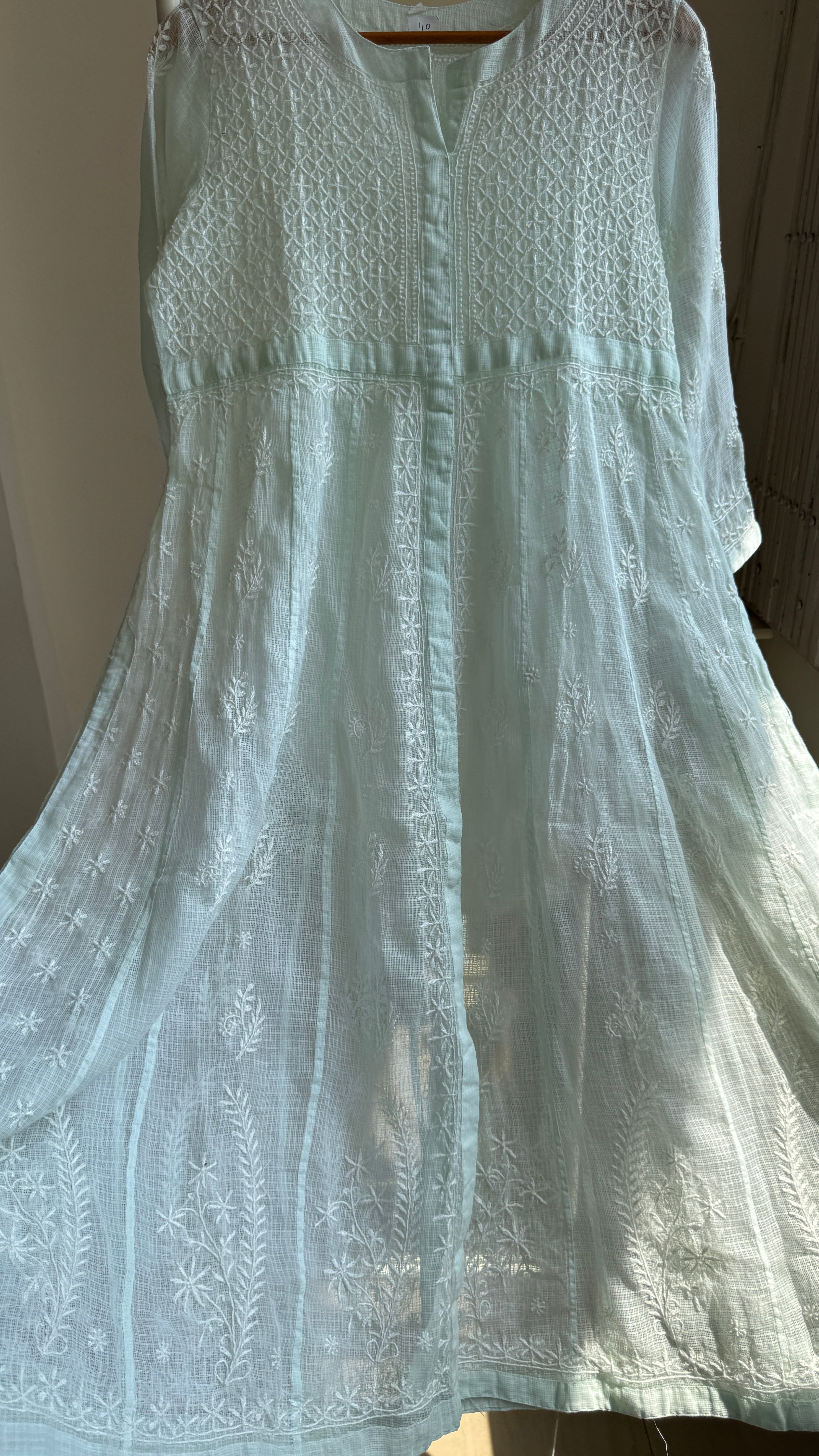 Kota Cotton Chikankari Anarkali - Green - SITARA Collection