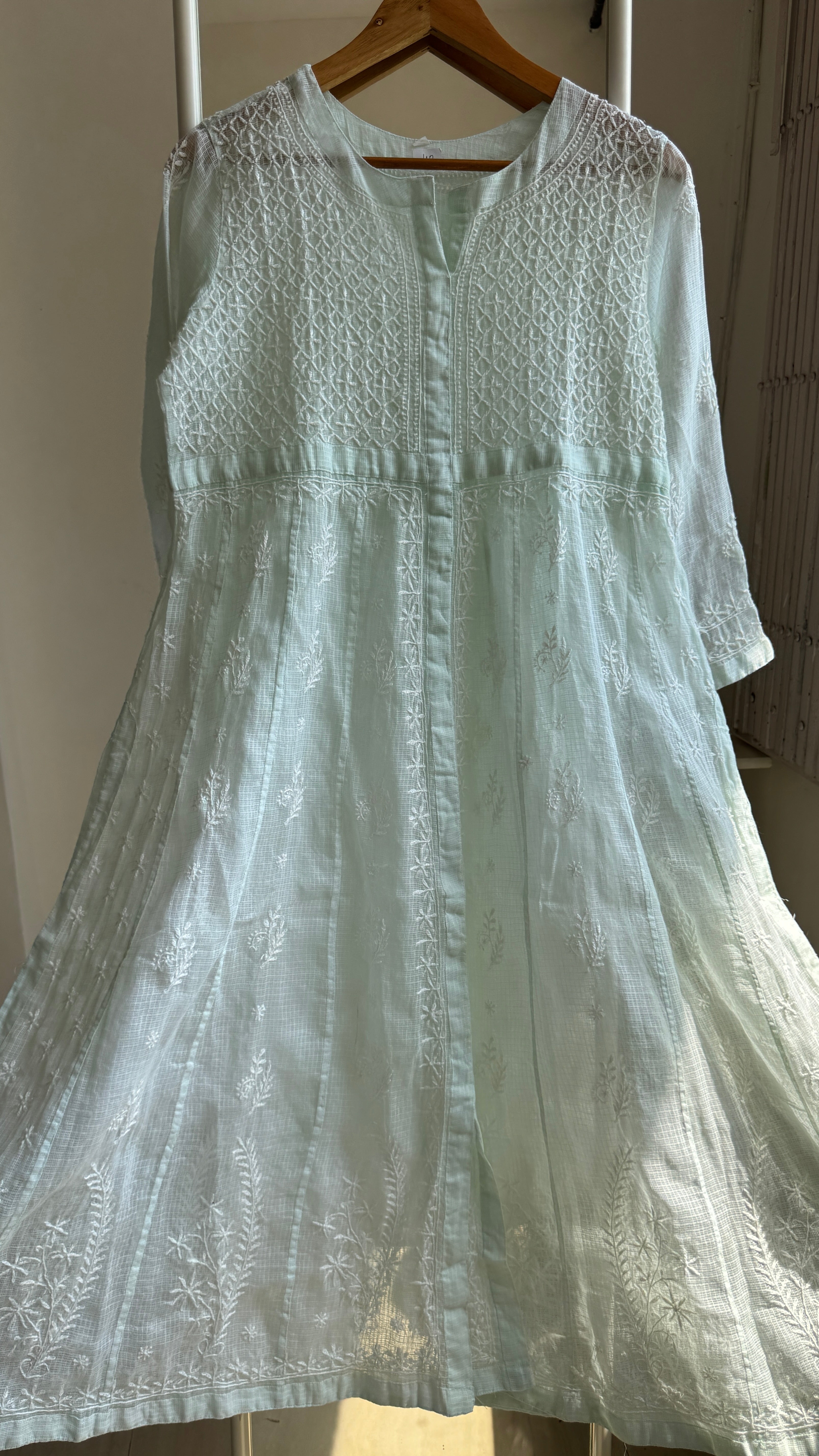 Kota Cotton Chikankari Anarkali - Green - SITARA Collection