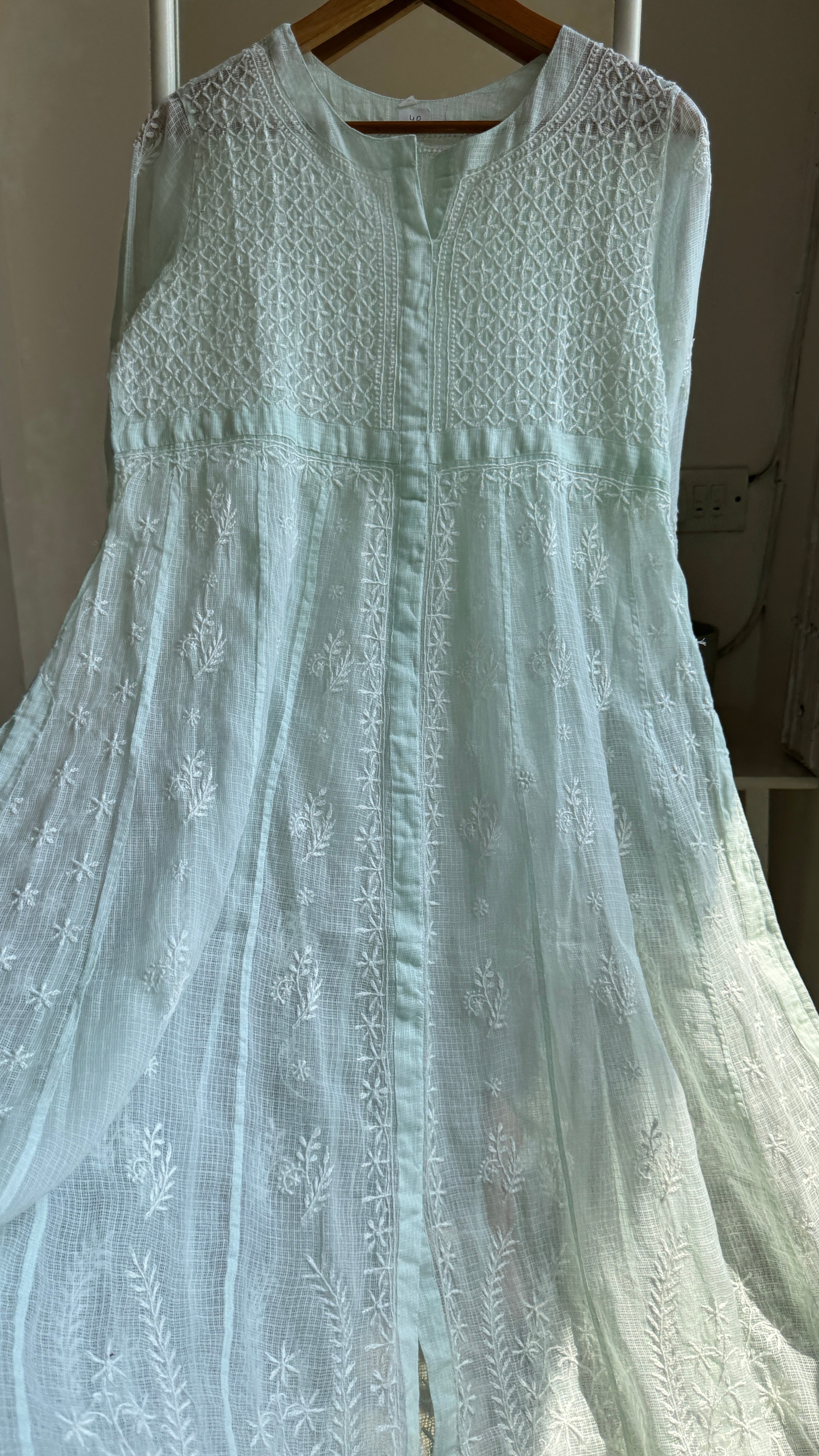 Kota Cotton Chikankari Anarkali - Green - SITARA Collection