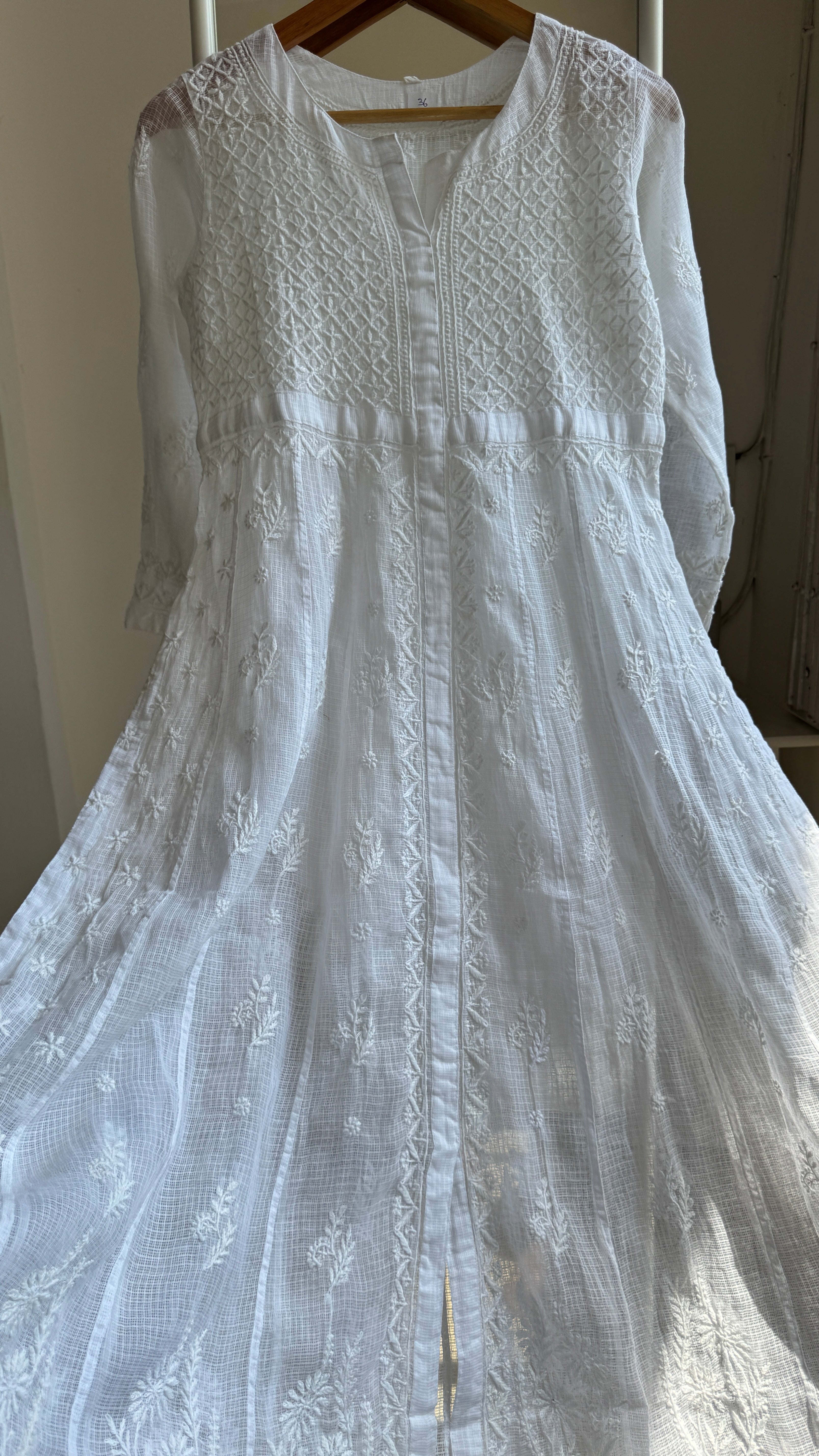 Kota Cotton Chikankari Anarkali - White- SITARA Collection