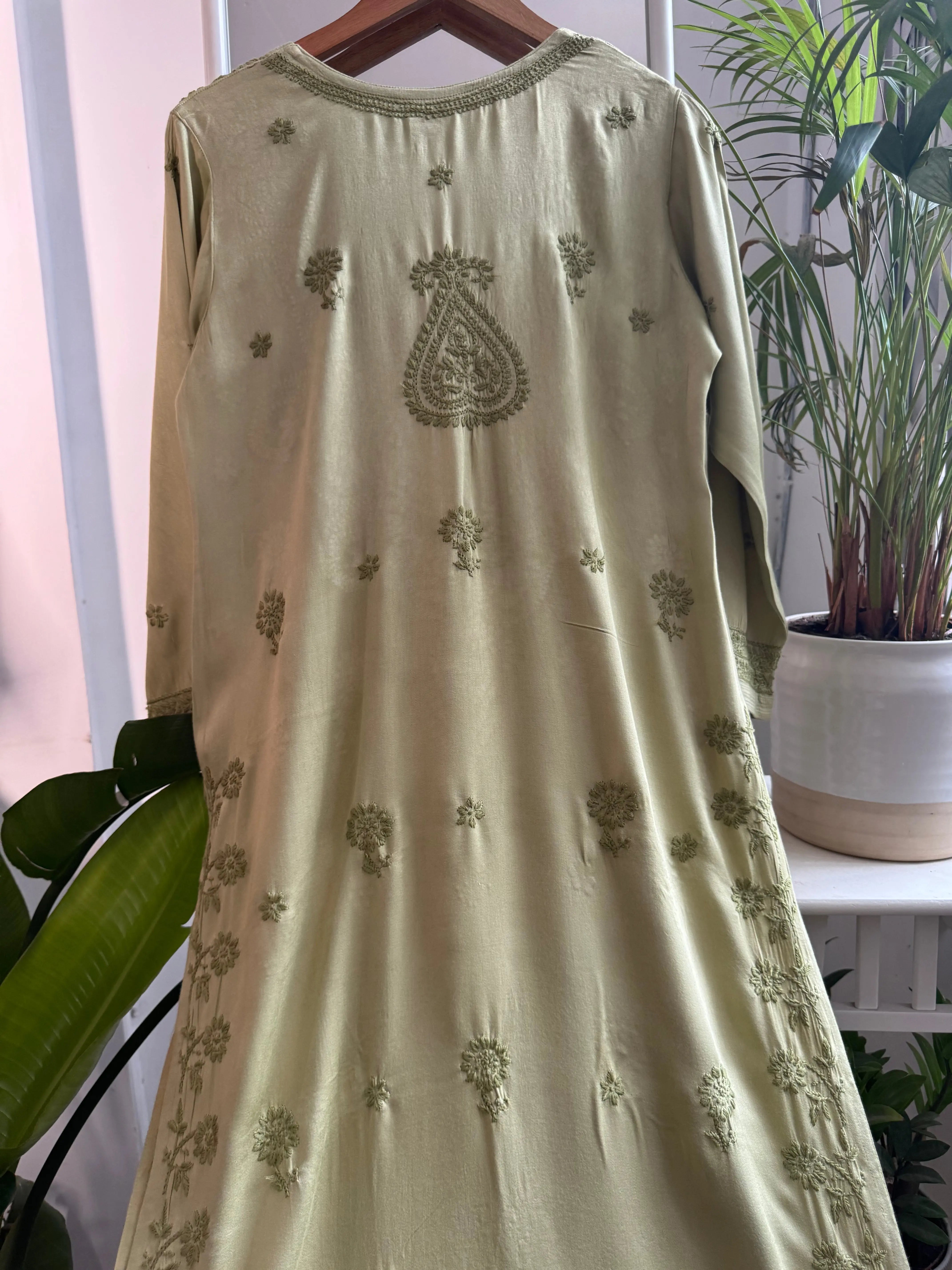 Cotton Chikankari Kurti - Green ARIAA CHIKANKARI 