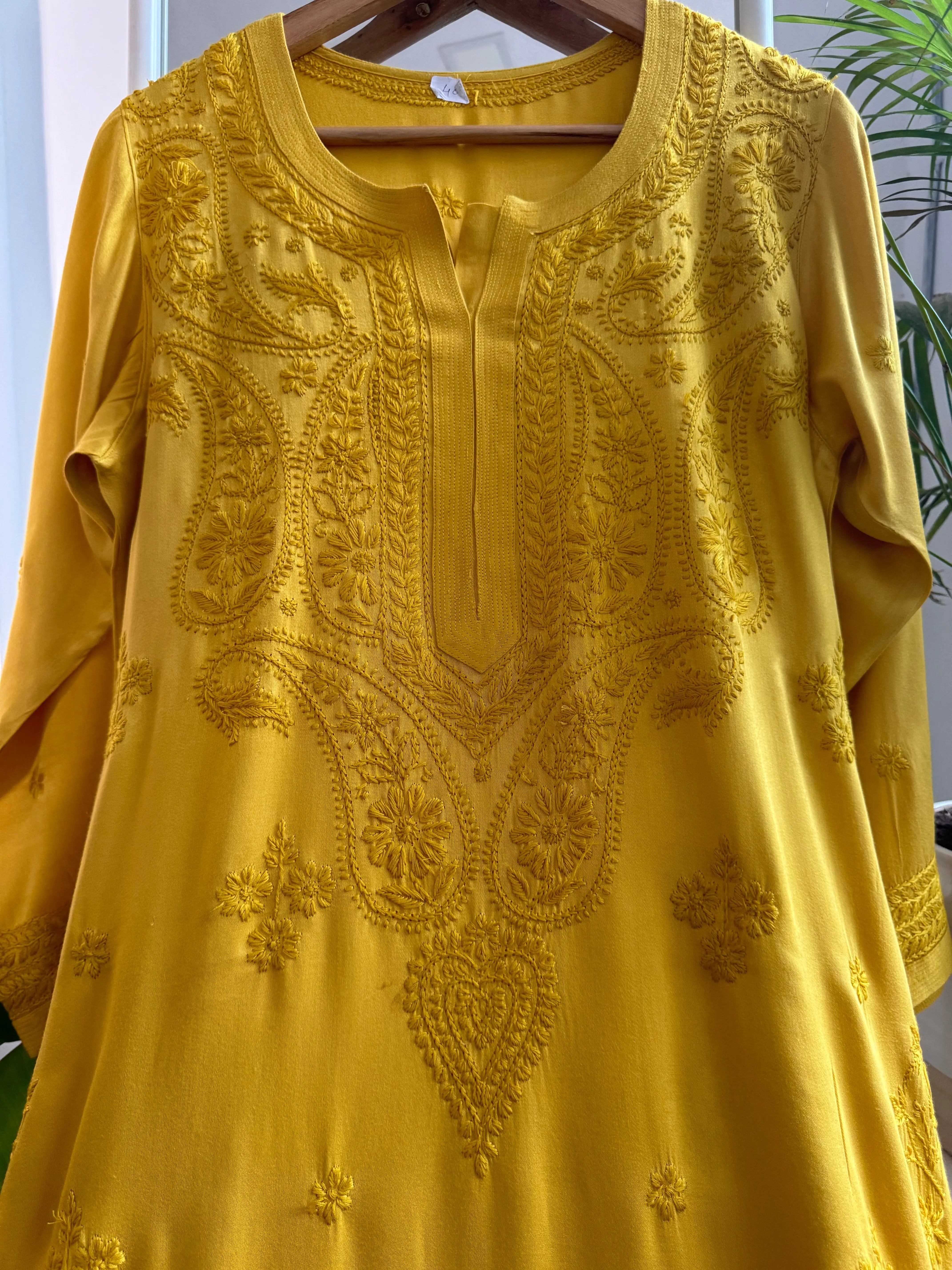 Cotton Chikankari Kurti - Yellow ARIAA CHIKANKARI 