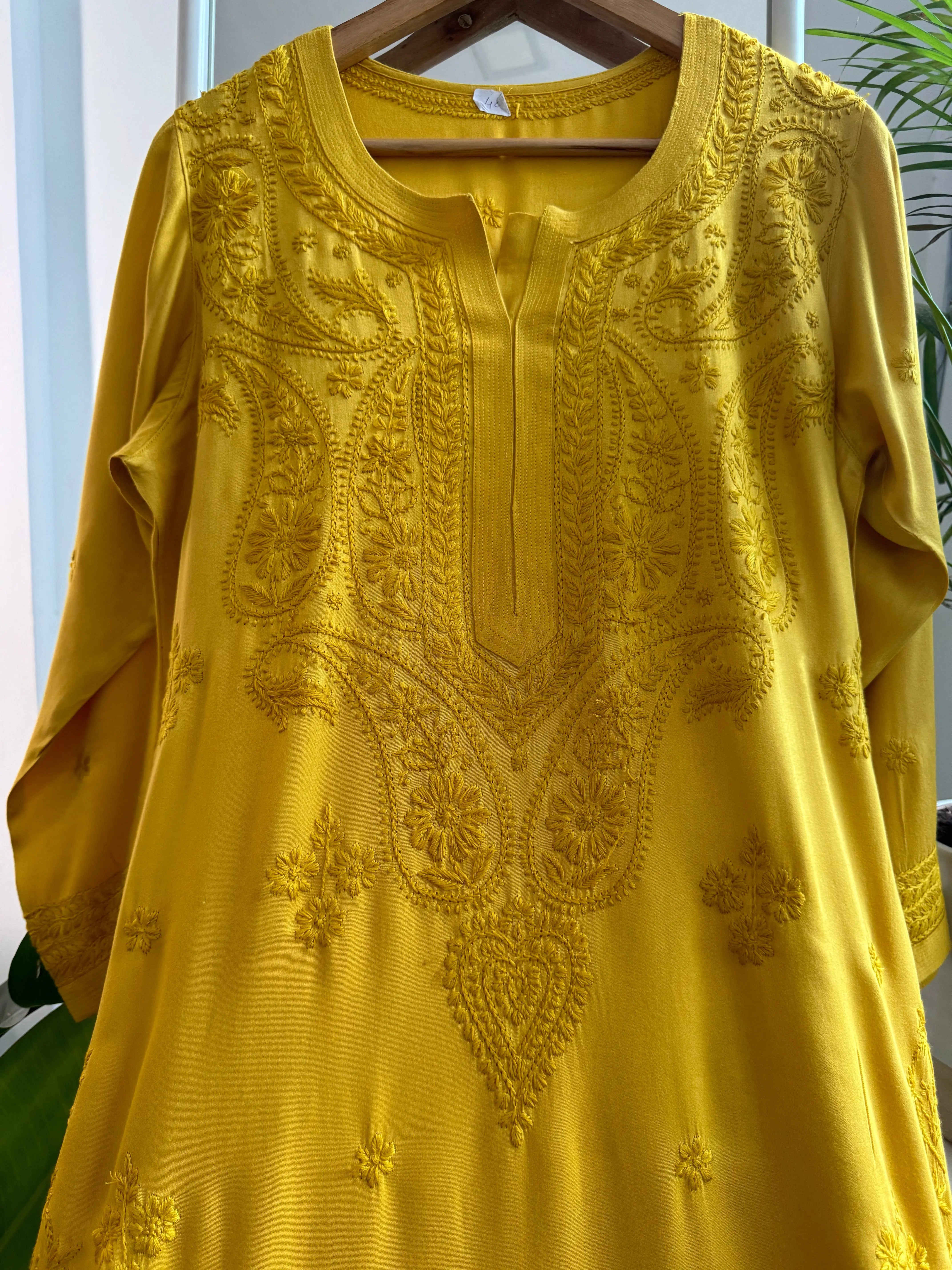 Cotton Chikankari Kurti - Yellow ARIAA CHIKANKARI 