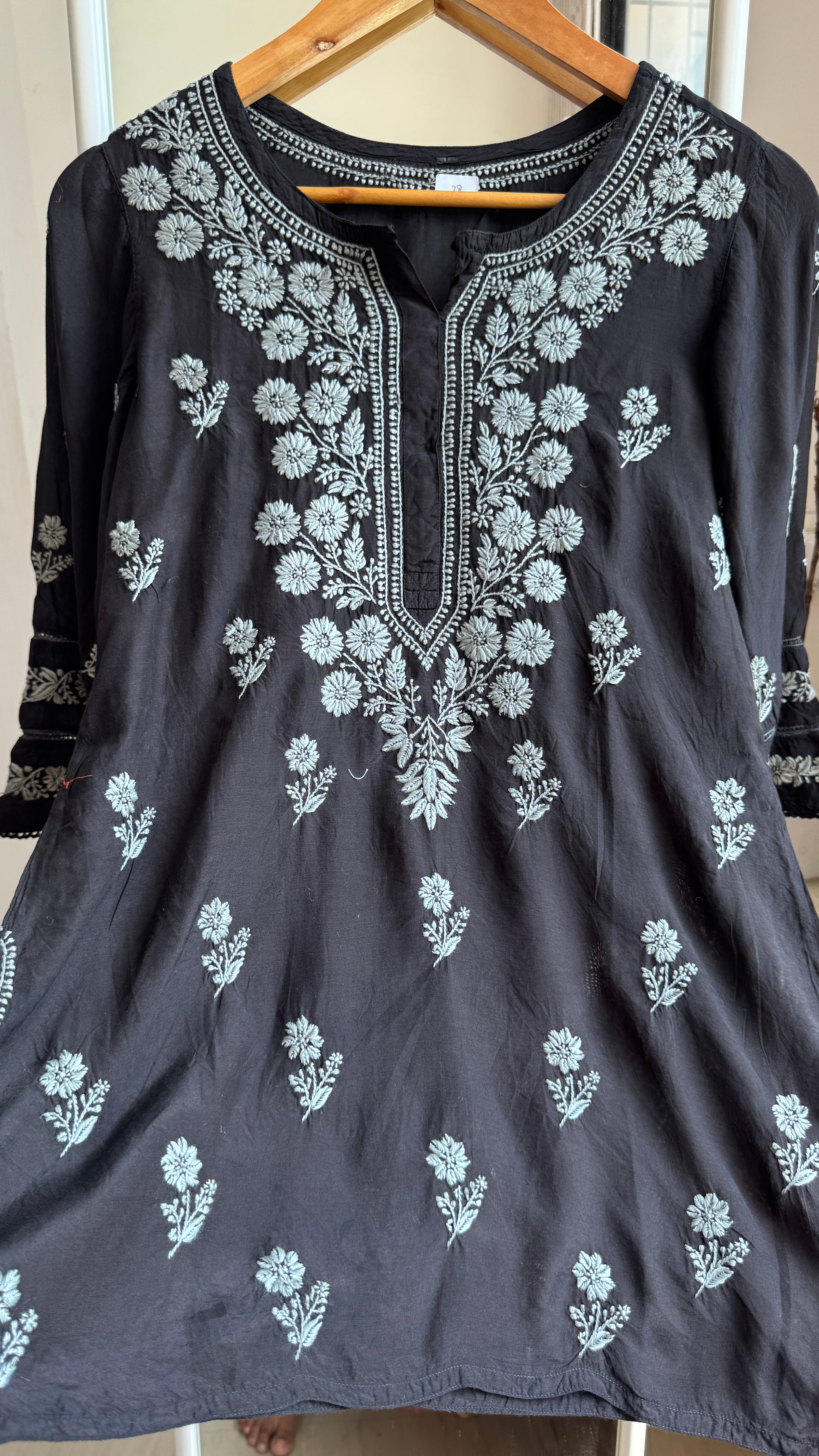 Chikankari Muslin short Top in Black - HOOR Collection