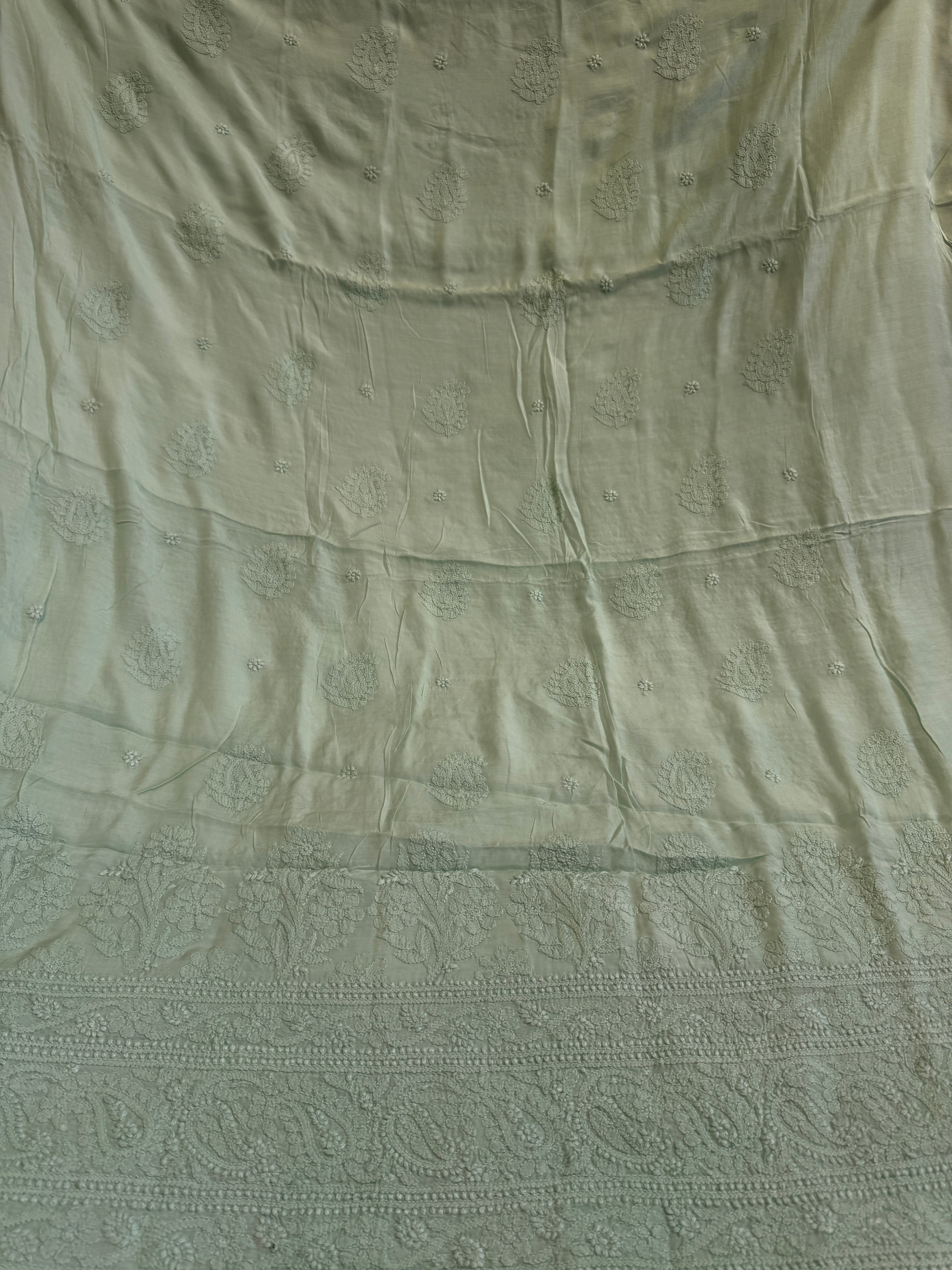 Pure Muslin kurti Length unstitched - Green ARIAA CHIKANKARI 
