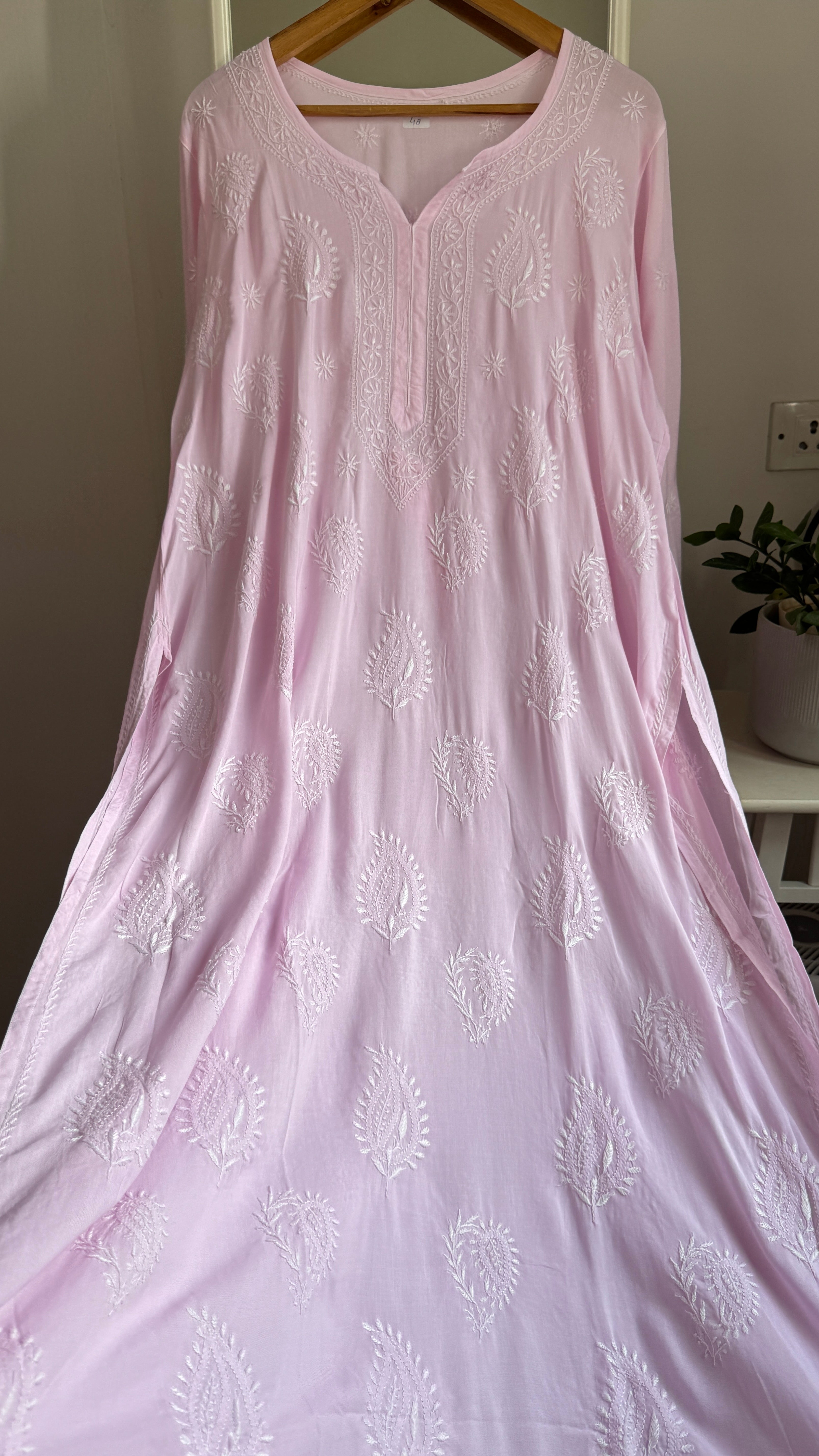 Premium Modal Chikankari Cotton Kurti - Pink - Noor Collection