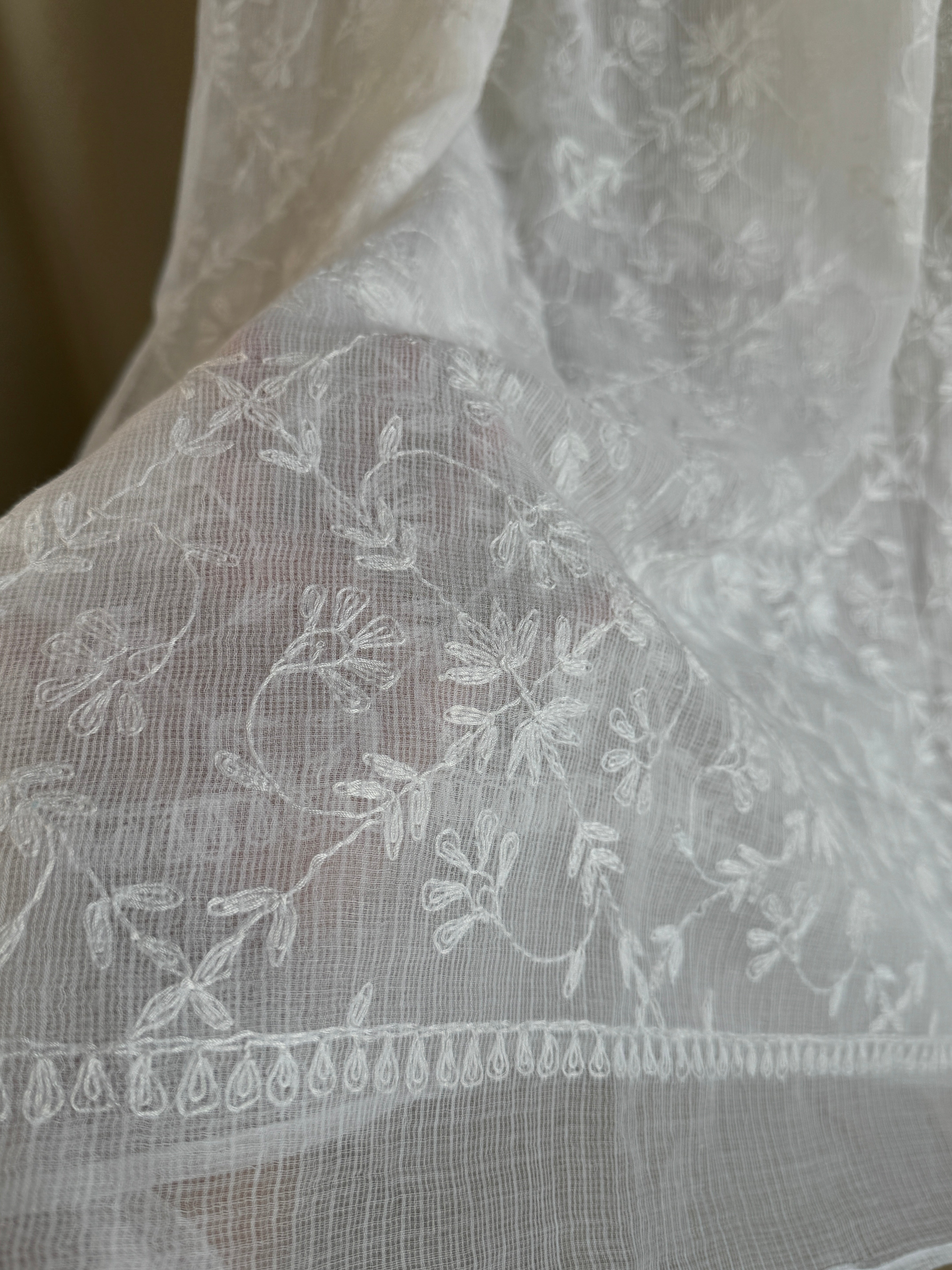 Kota Dupatta with Chikankari - Full Jaal