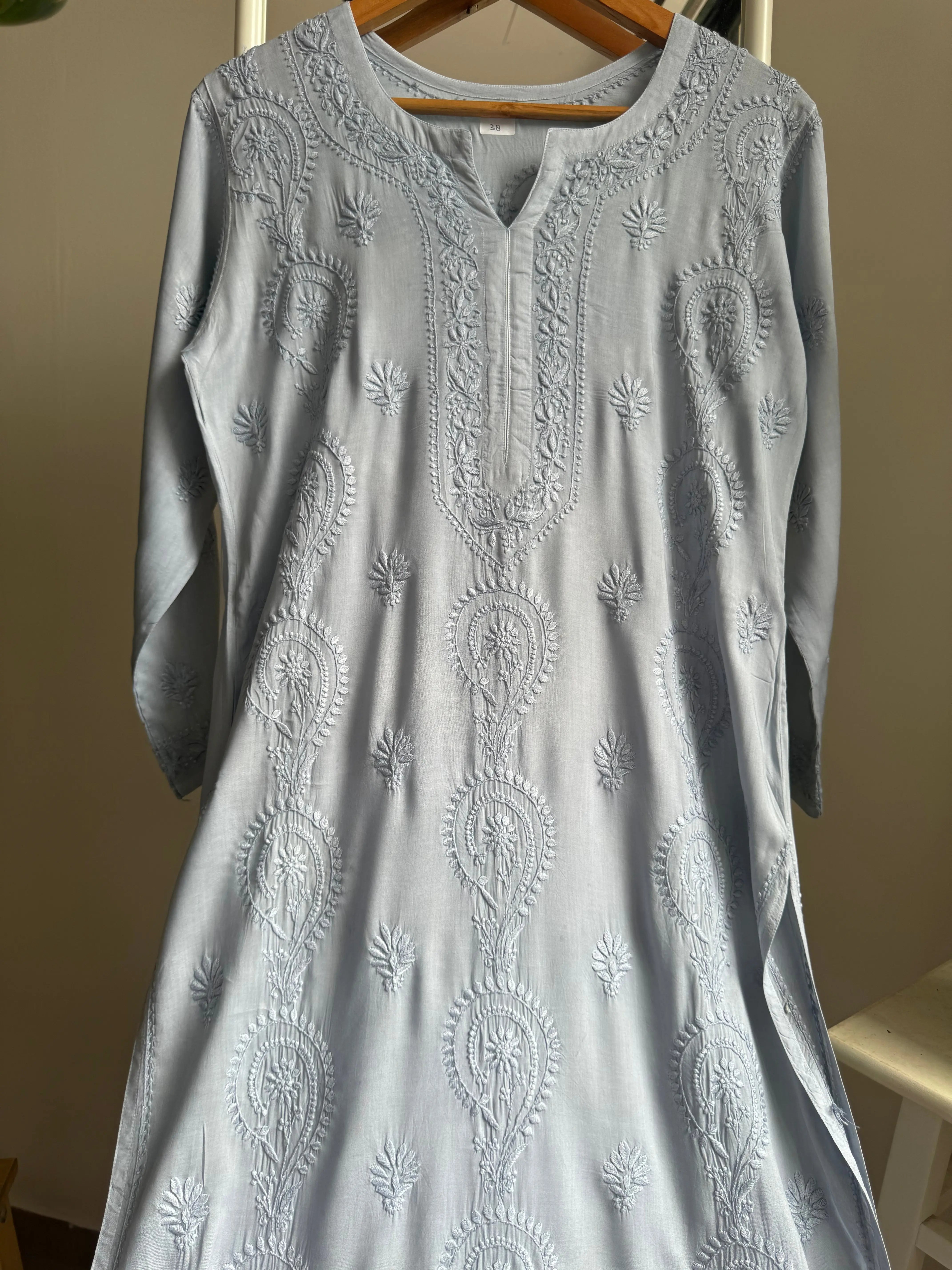 Premium Modal Chikankari Cotton Kurti - Green ARIAA CHIKANKARI 